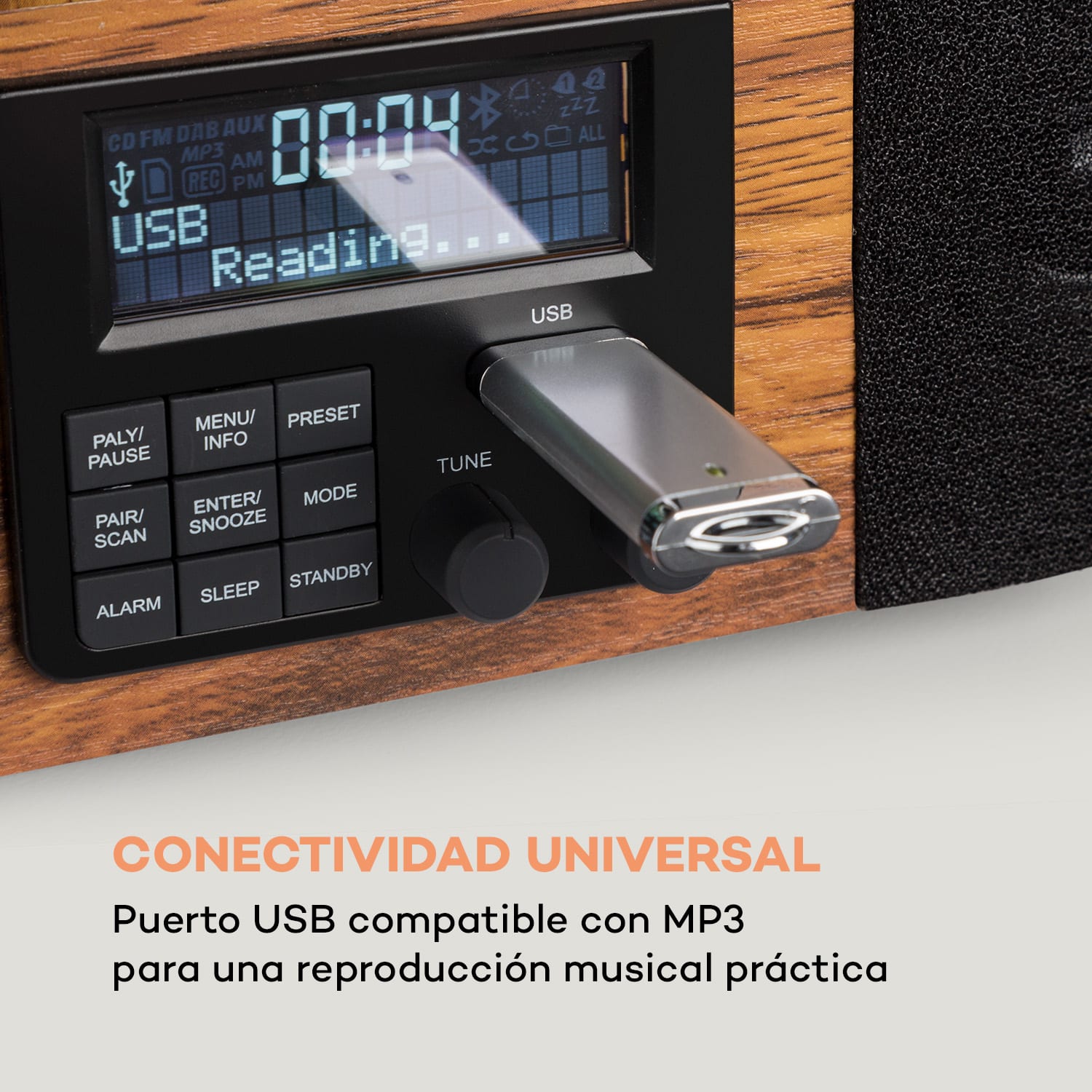 Verticalo SE DAB Tocadiscos Retro DAB+ Radio FM USB BT AUX Madera Con bluetooth, DAB+ y sintonizador FM