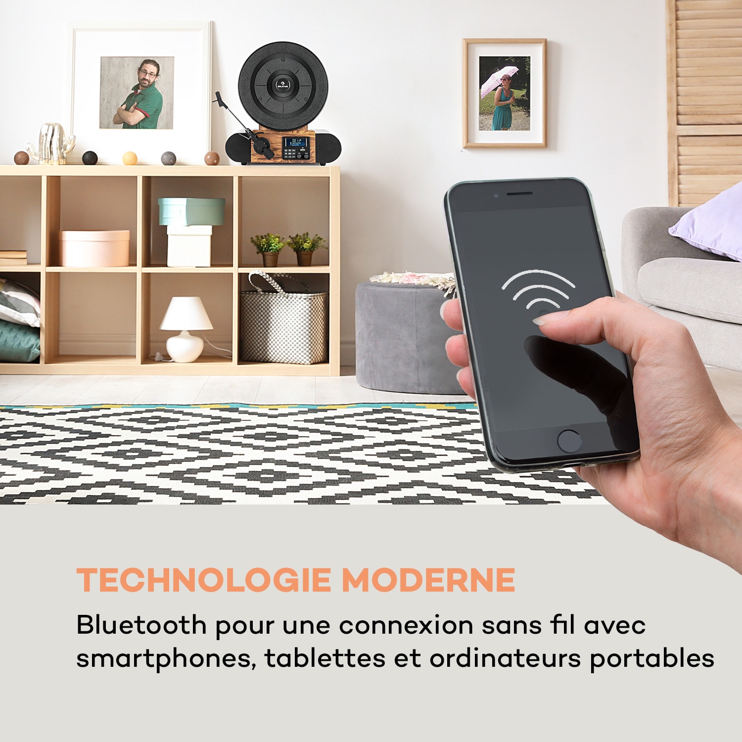 Verticalo SE DAB retro platenspeler DAB+ FM tuner USB BT AUX hout Inclusief bluetooth, DAB+ en FM tuner