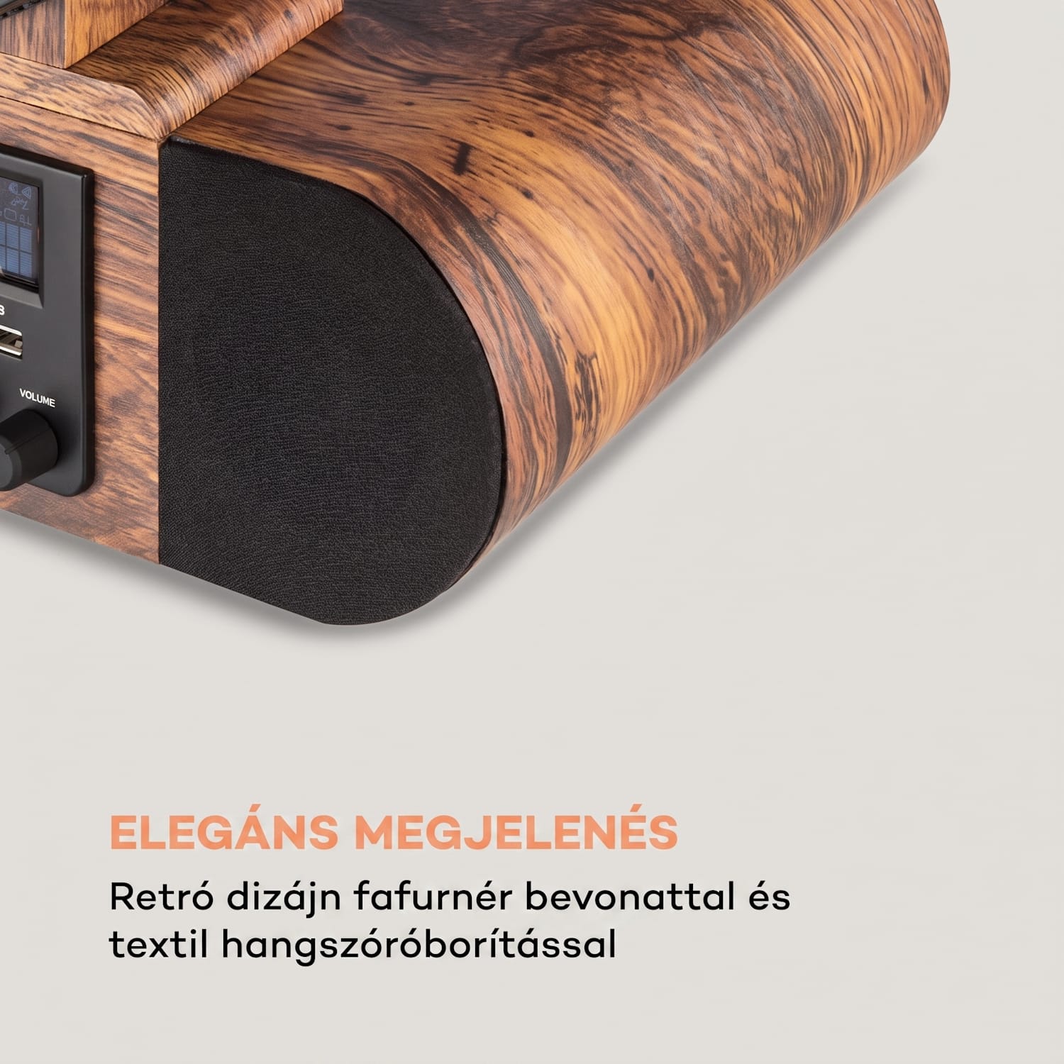 Verticalo SE DAB, retró lemezlejátszó, DAB+, FM tuner, USB, BT, AUX, fa Bluetooth DAB + és FM tunerrel