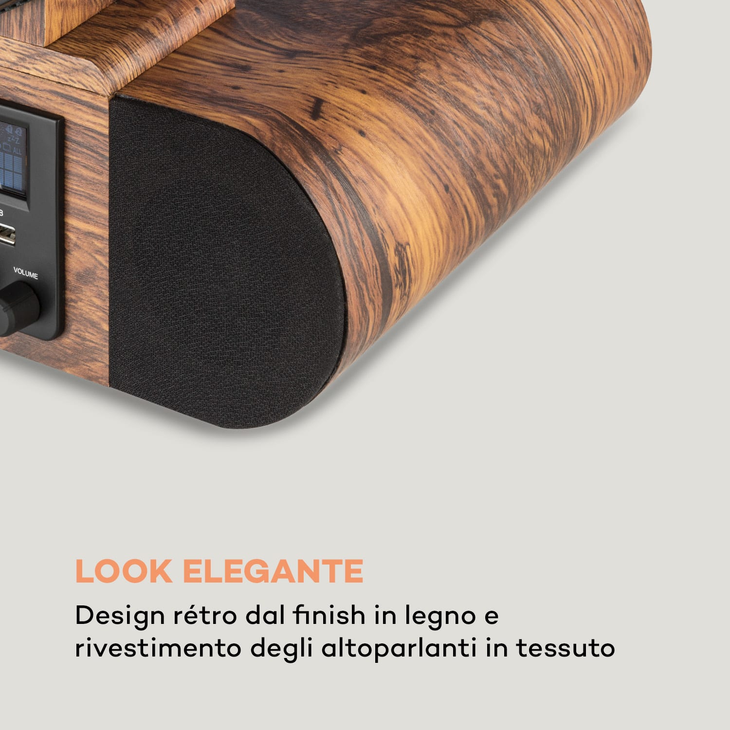 Verticalo SE DAB Giradischi Rétro DAB+ FM USB BT AUX legno Con bluetooth, sintonizzatore DAB+ e FM