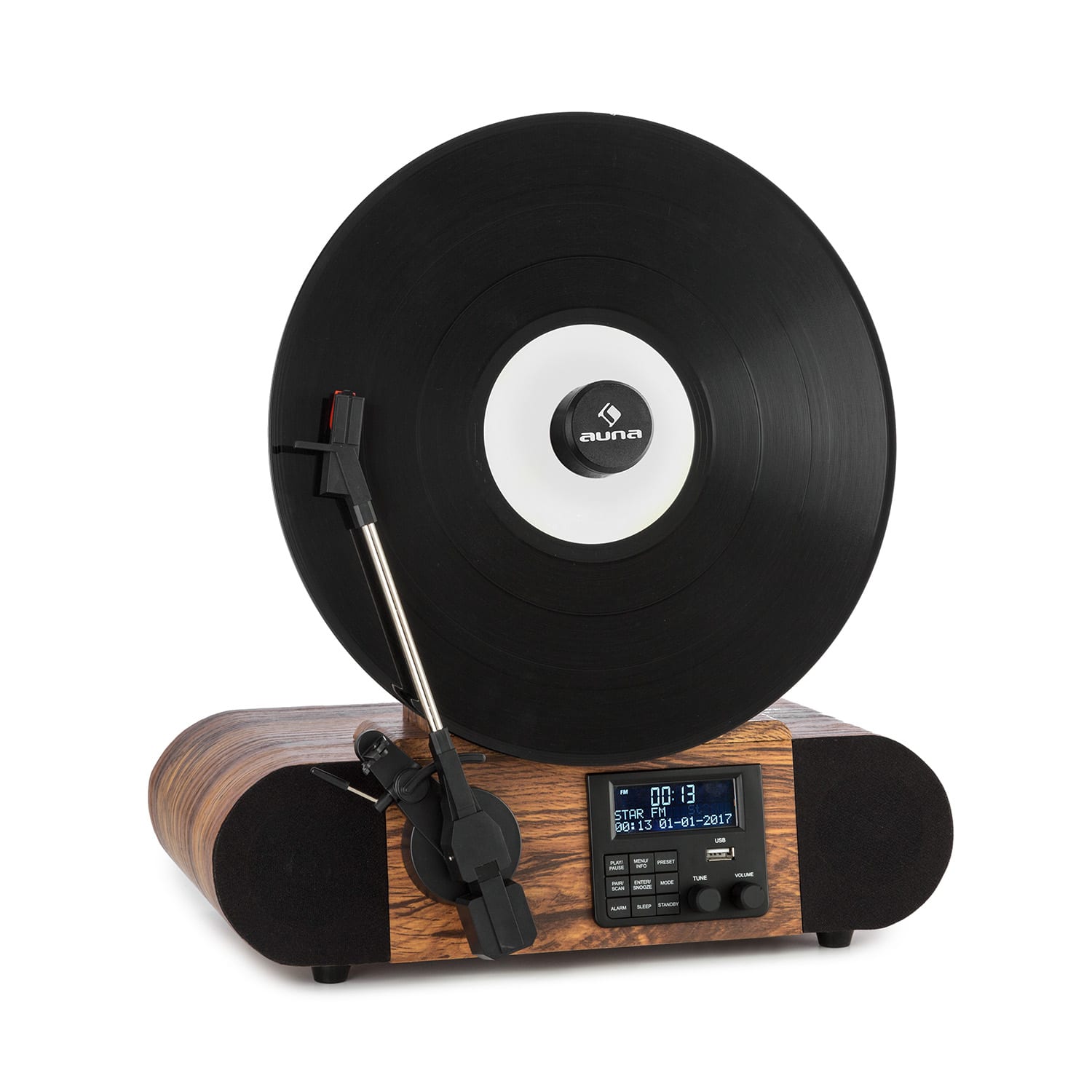 Verticalo SE DAB Retro turntable DAB+ FM tuner USB BT AUX wood With Bluetooth, DAB + and FM tuner