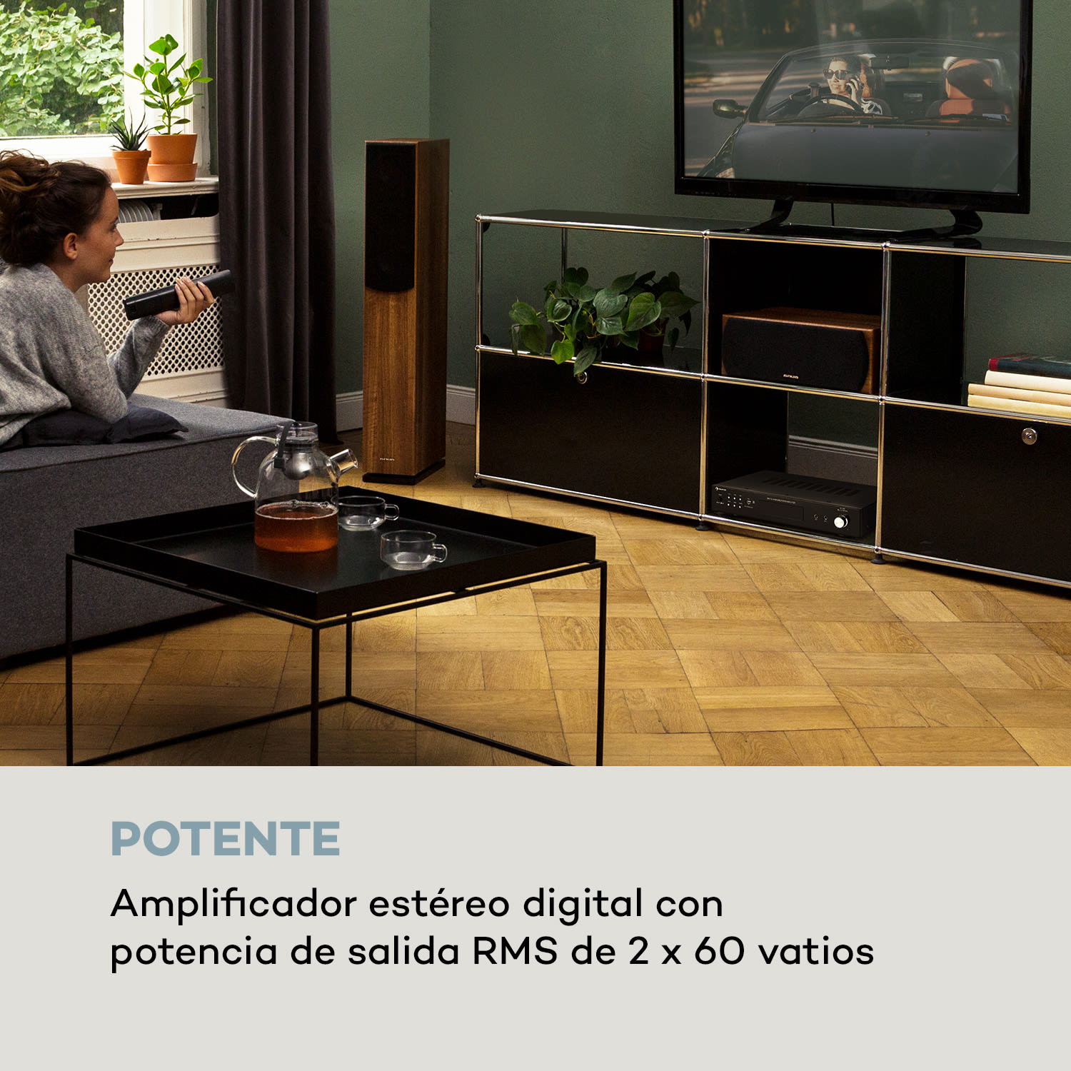 AMP-9200 BT Amplificador estéreo digital 2x60W RMS BT 2xmicro color negro Negro