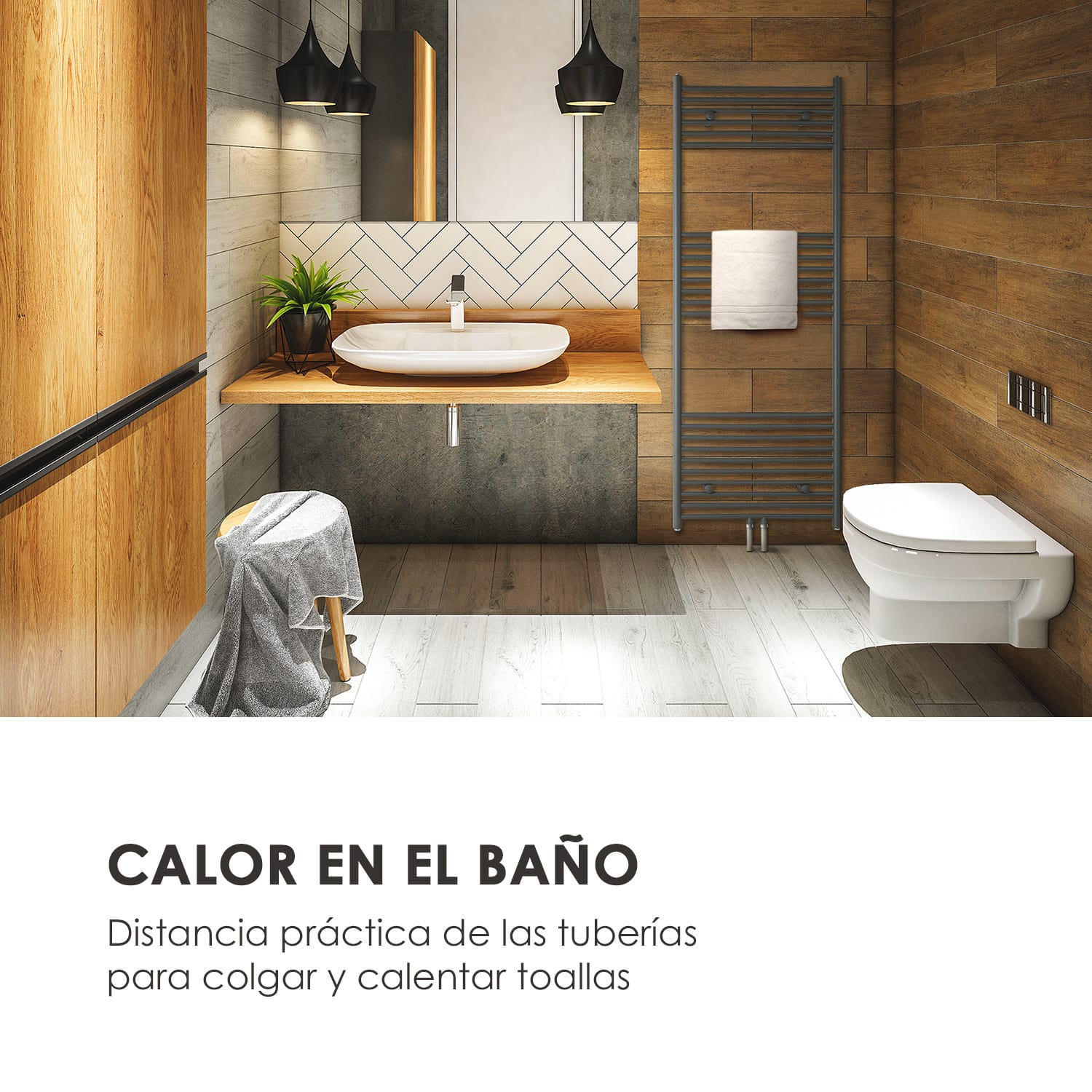 Fino 160 x 60 Radiador de agua de 644W Soporte para toallas 1/2" 6-12m² Gris