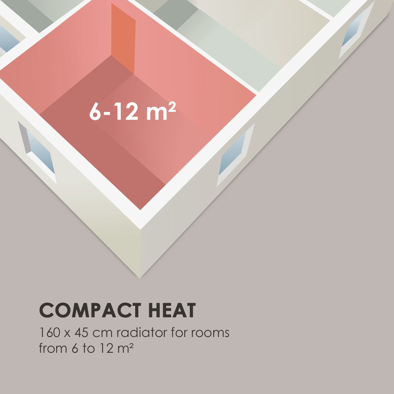 Fino 160 x 60, radiátor, 644 W, meleg víz, törülközőtartó, 1/2 ", 6 - 12 m², szürke