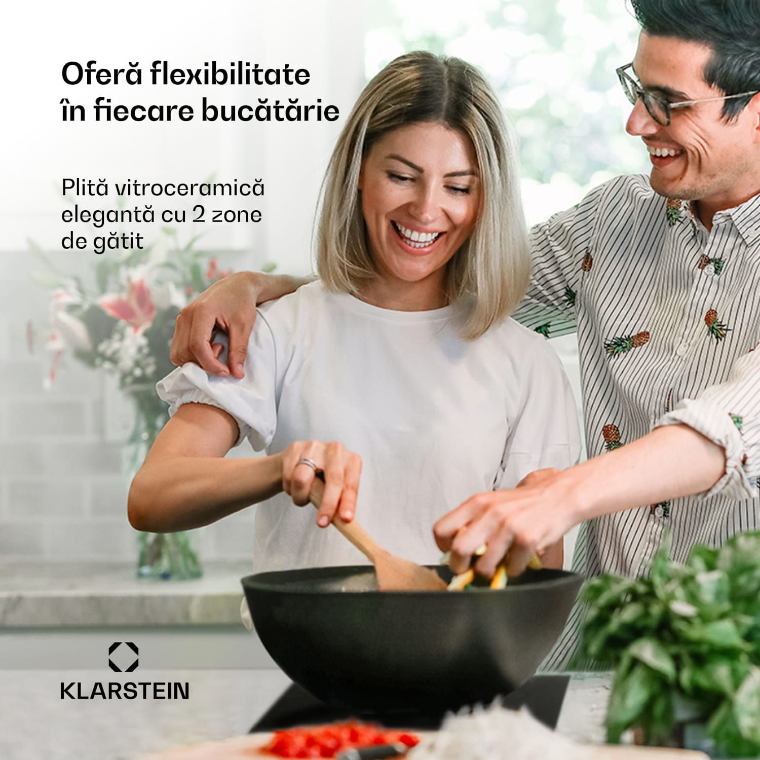 EasyCook Domino, plită din sticlă ceramică, 3000 W, buton rotativ, negru 30_cm