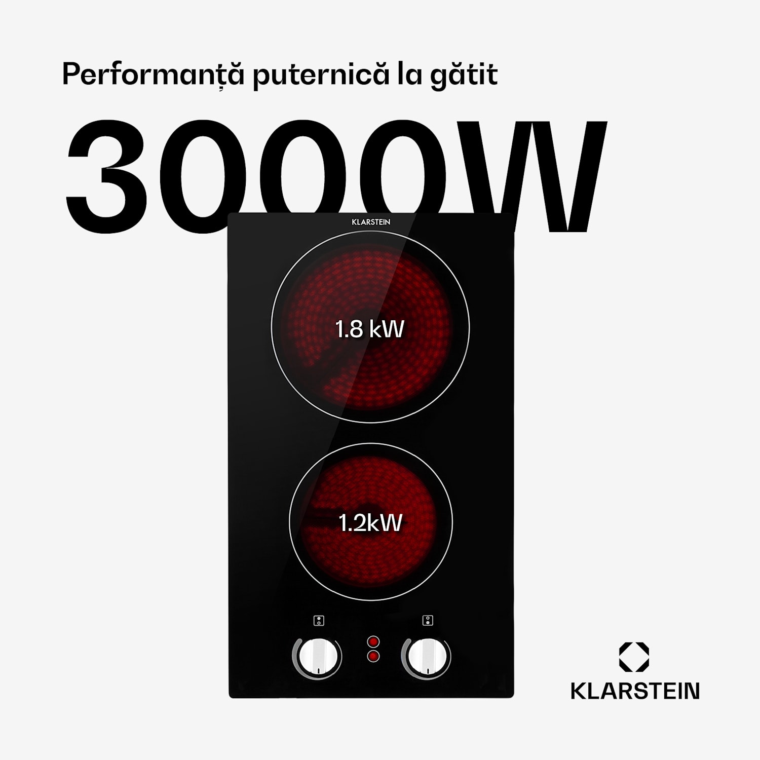 EasyCook Domino, plită din sticlă ceramică, 3000 W, buton rotativ, negru 30_cm