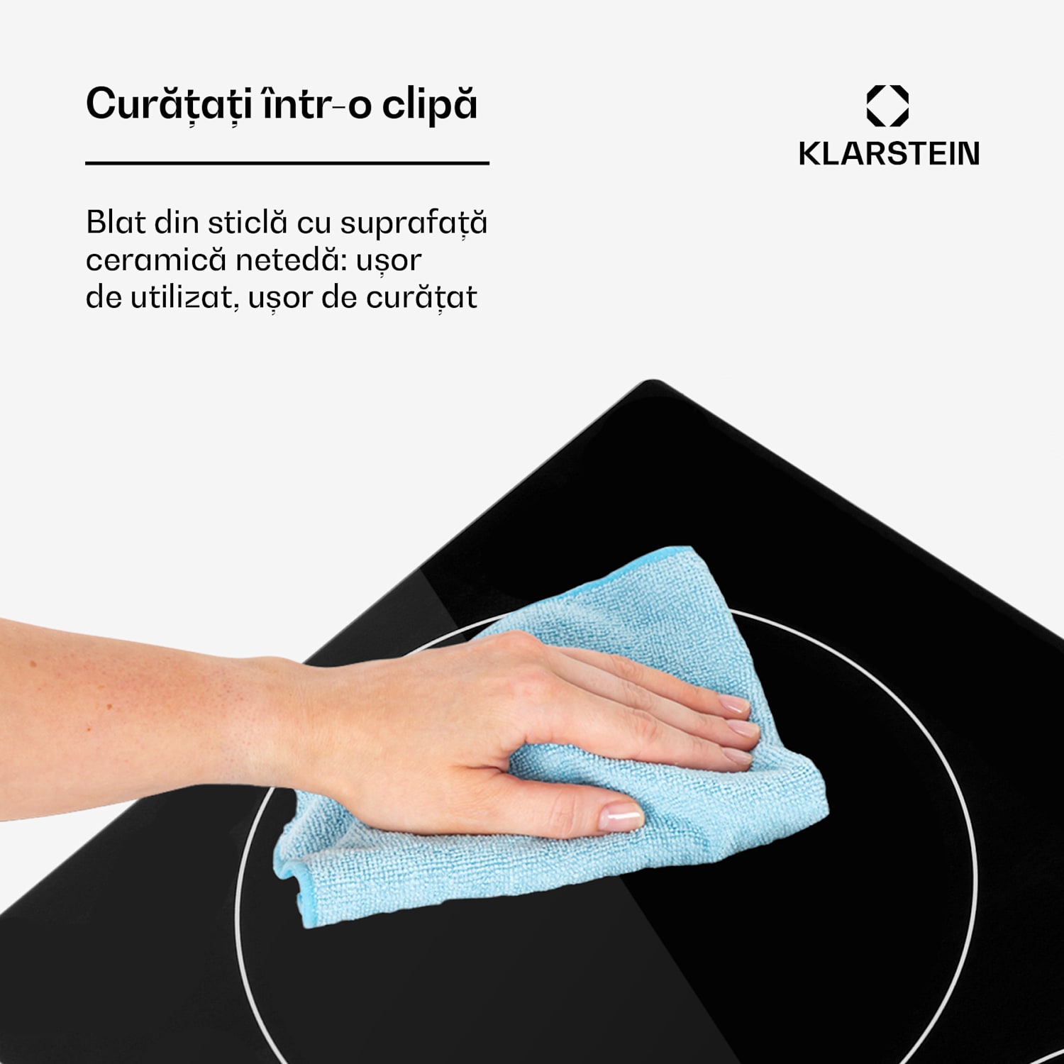 EasyCook Domino, plită din sticlă ceramică, 3000 W, buton rotativ, negru 30_cm