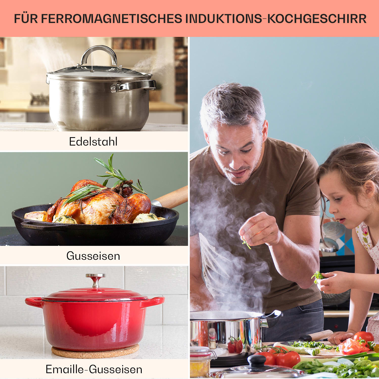EasyCook Keramikkochfeld 6100W Drehregler schwarz 60 cm