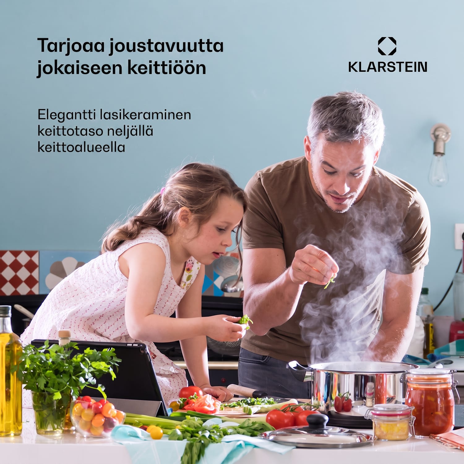 EasyCook keraaminen liesi 6100 W pyöritettävät säätimet musta 60 cm | Kaksoisovaali