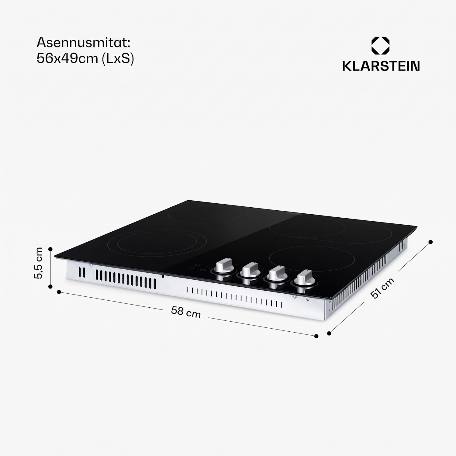 EasyCook keraaminen liesi 6100 W pyöritettävät säätimet musta 60 cm | Kaksoisovaali