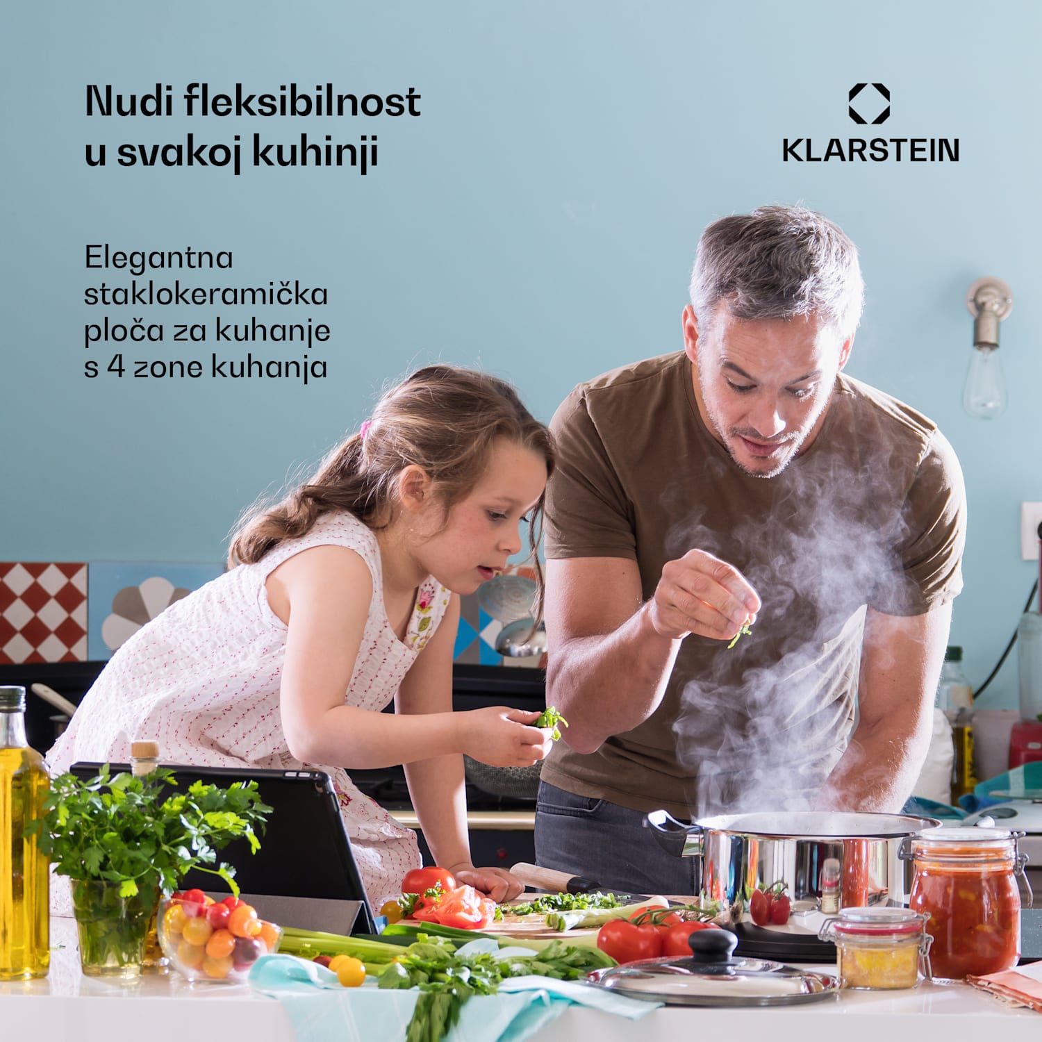 EasyCook, staklokeramička ploča za kuhanje, 6100 W, okretni regulator, crna 