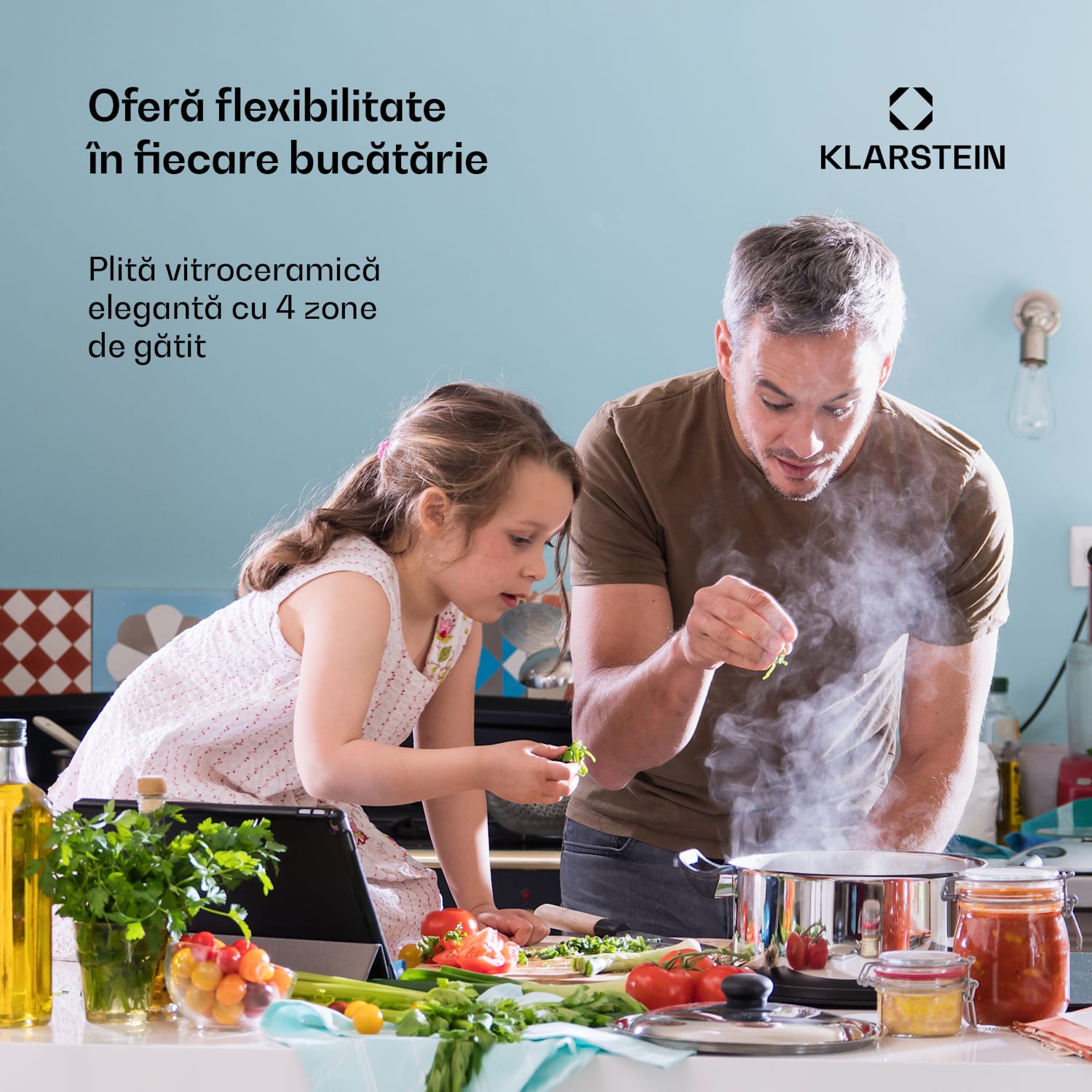 EasyCook, plită din sticlă ceramică, 6100 W, buton rotativ, negru 60_cm