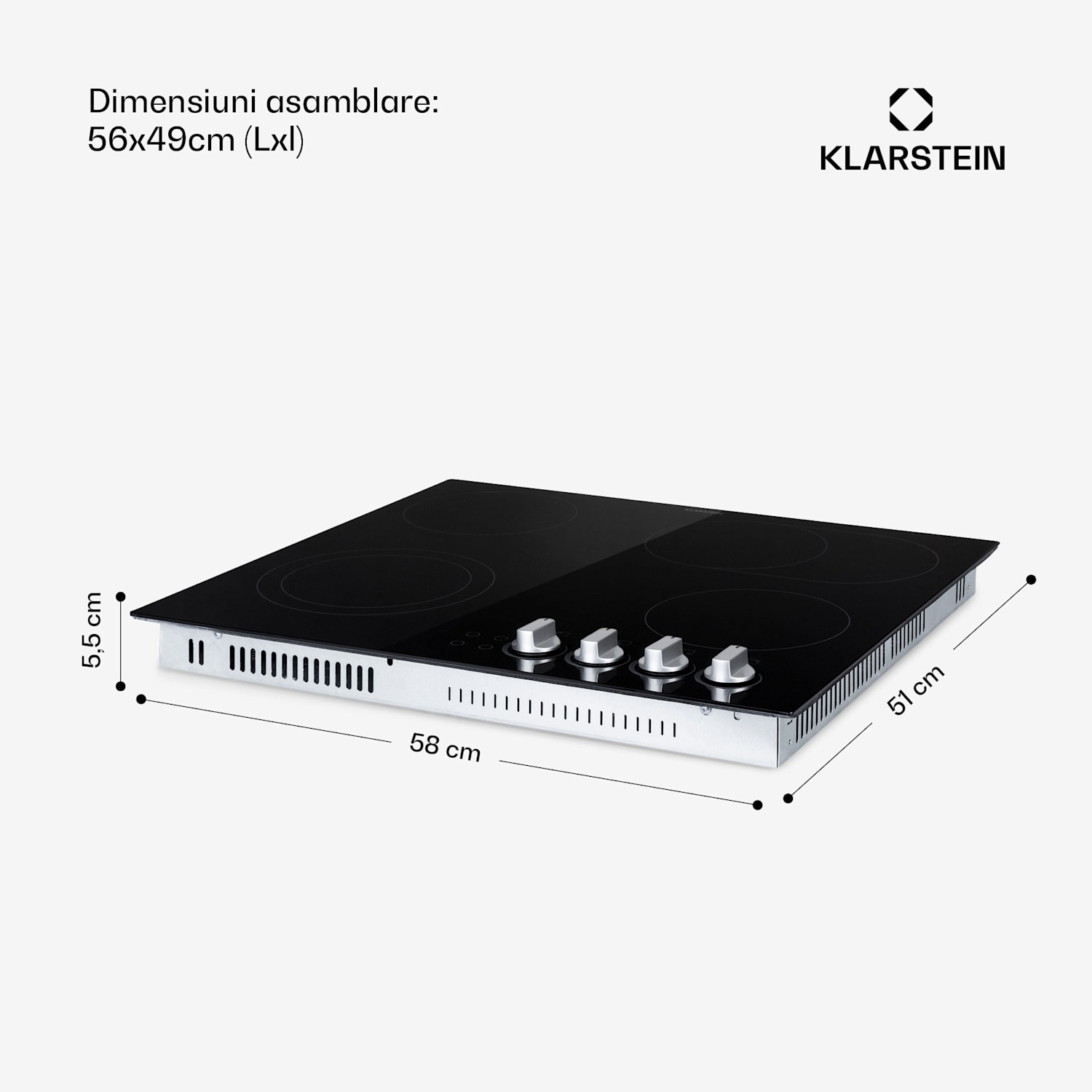 EasyCook, plită din sticlă ceramică, 6100 W, buton rotativ, negru 60_cm