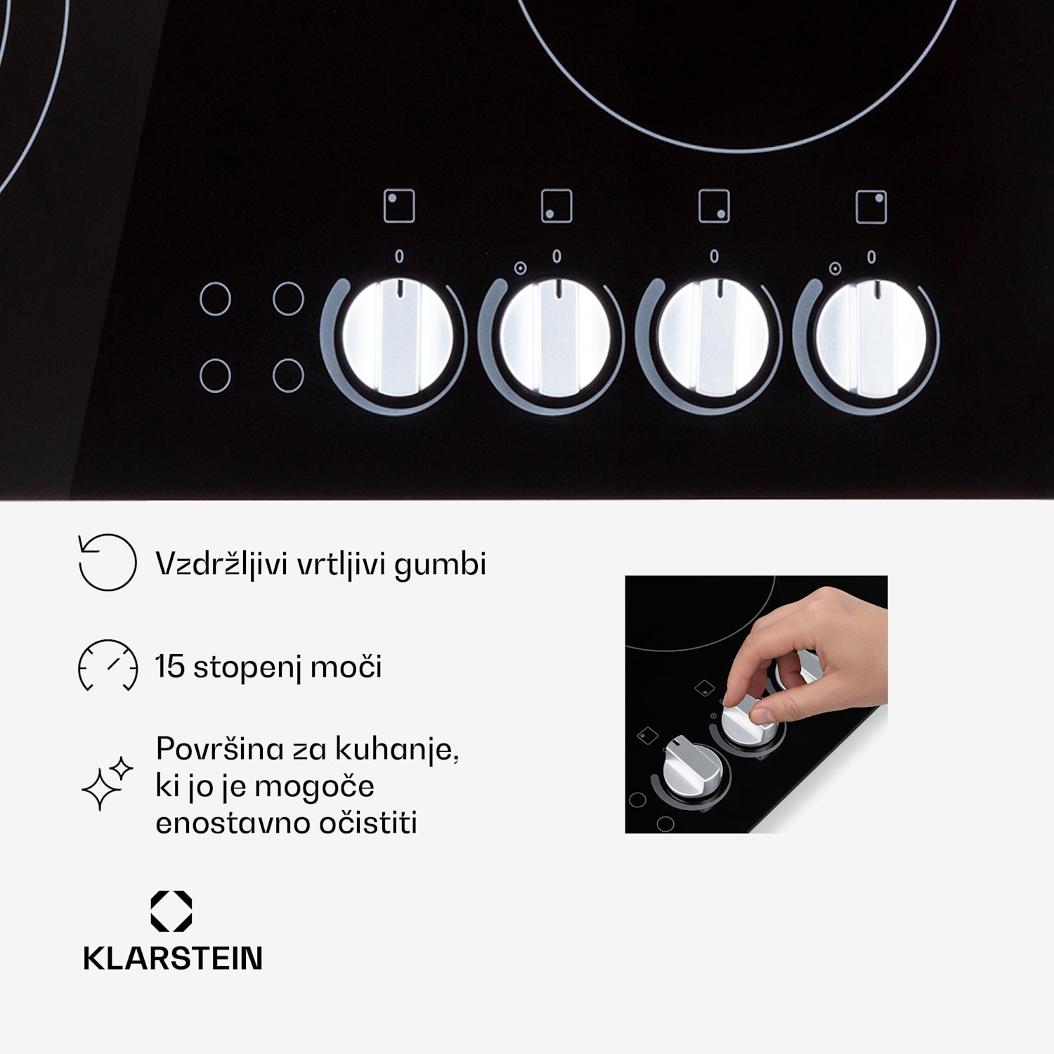 EasyCook, steklokeramična kuhalna plošča 6100 W, z vrtljivim regulatorjem, črna 