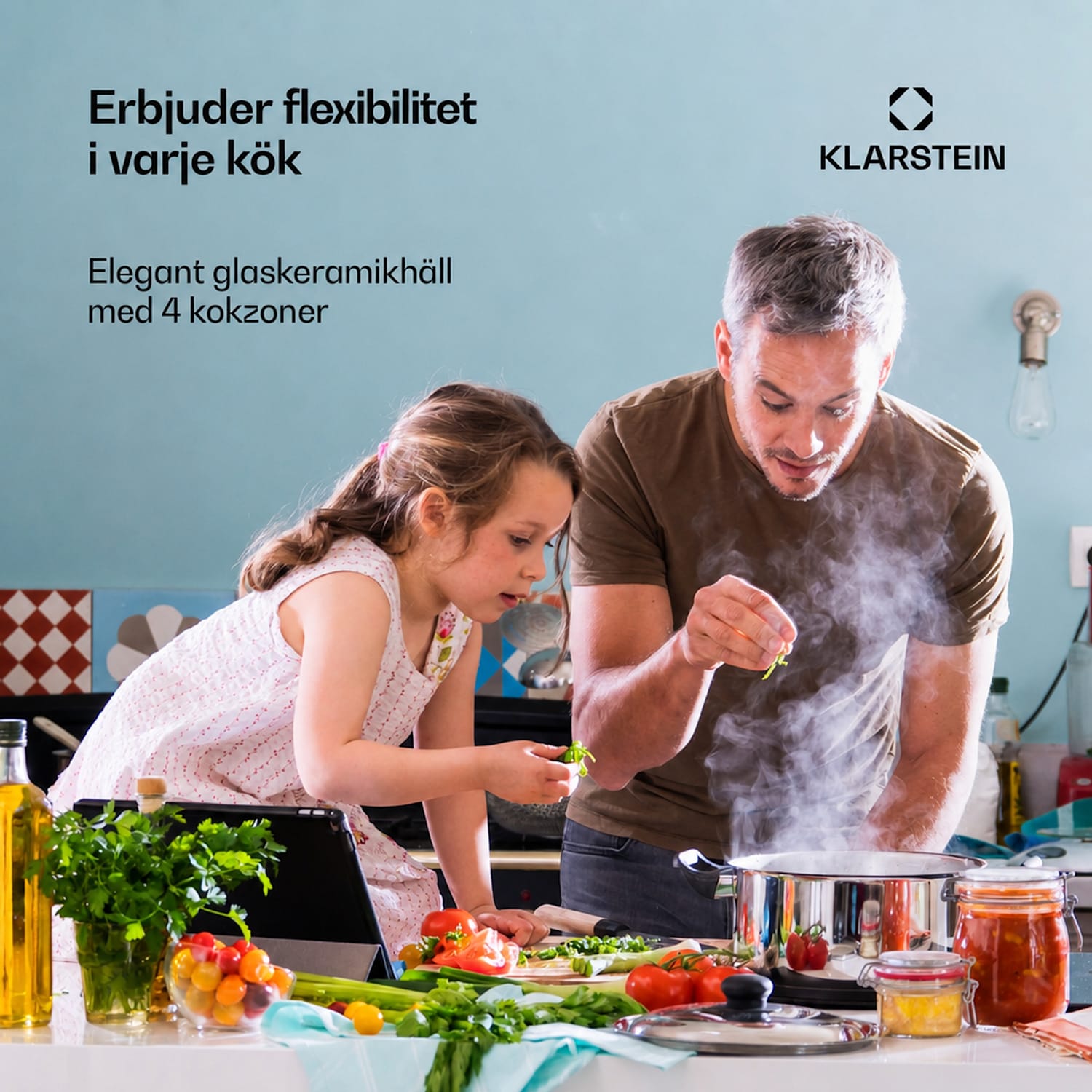 EasyCook keramikhäll 4 500 W vridreglage svart 60 cm | Dubbel Oval