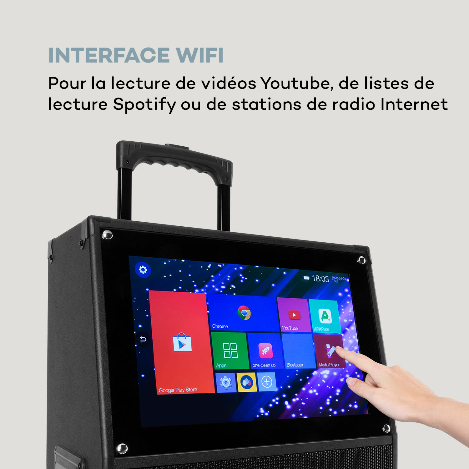 KTV Système Karaoké avec écran tactile 15,4" Subwoofer 12" 2 micros UHF 