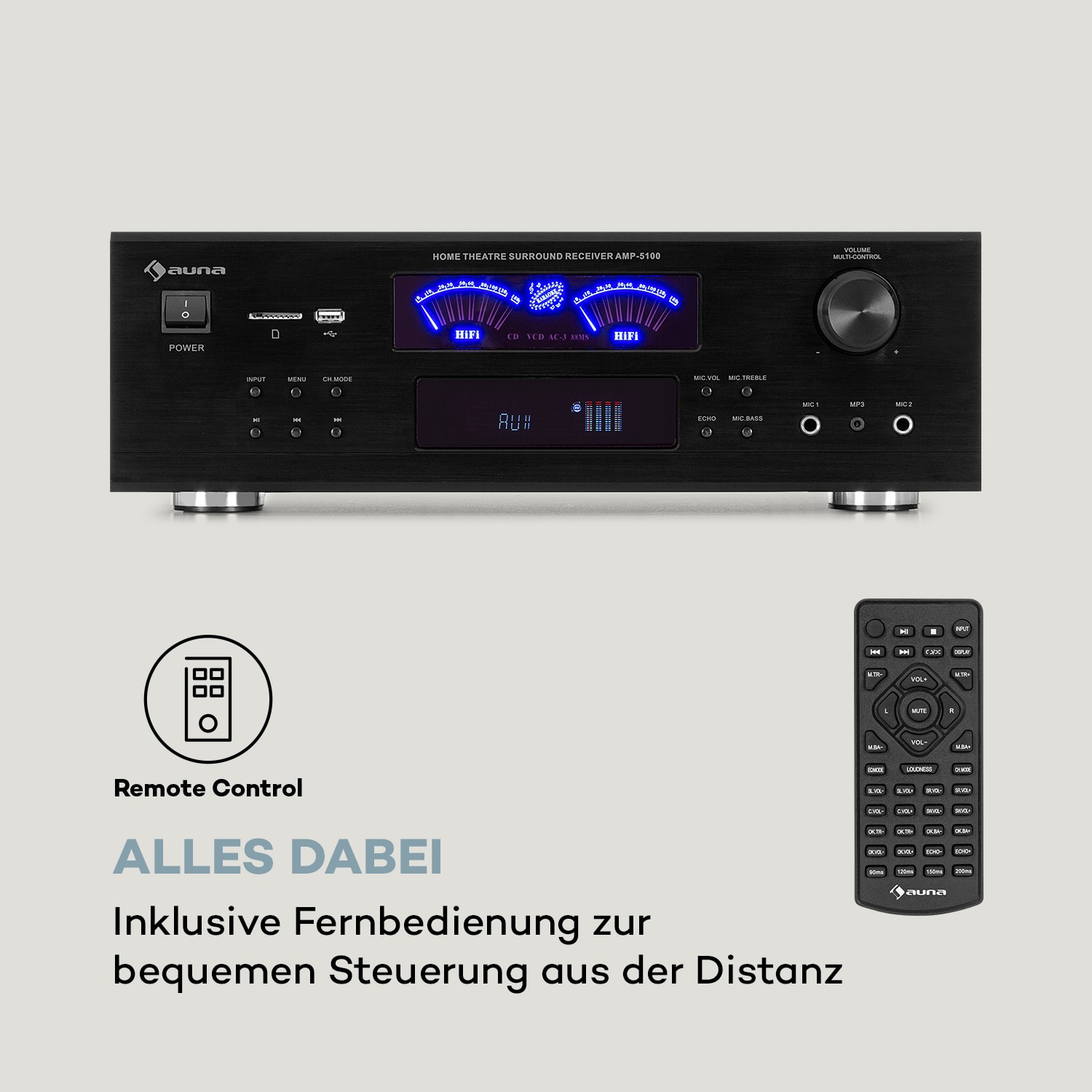 AMP 5100 BT Stereo-Verstärker 2x120 W + 3x50 W RMS BT