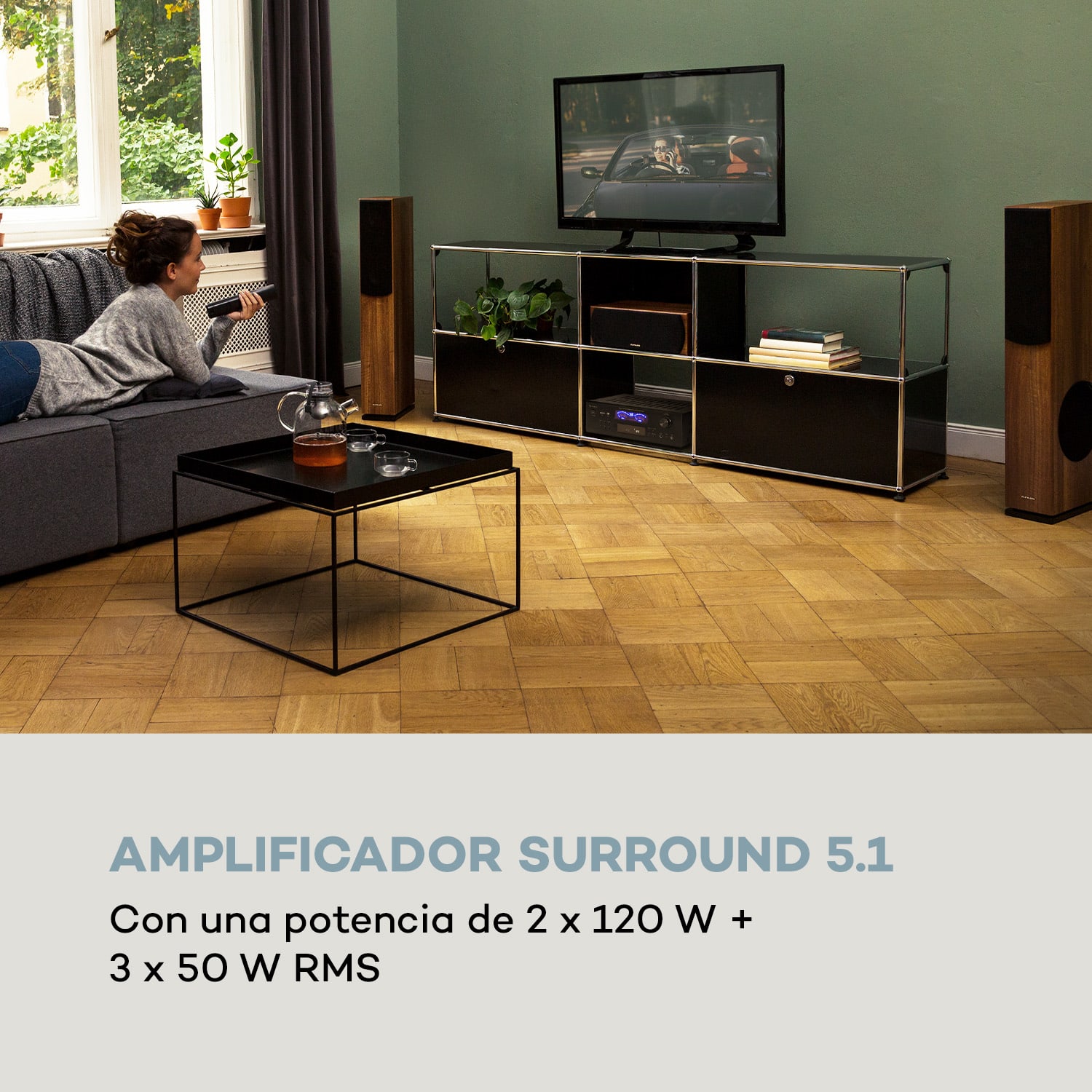 AMP 5100 BT Amplificador estéreo 2 x 120 W + 3 x 50 W RMS BT 