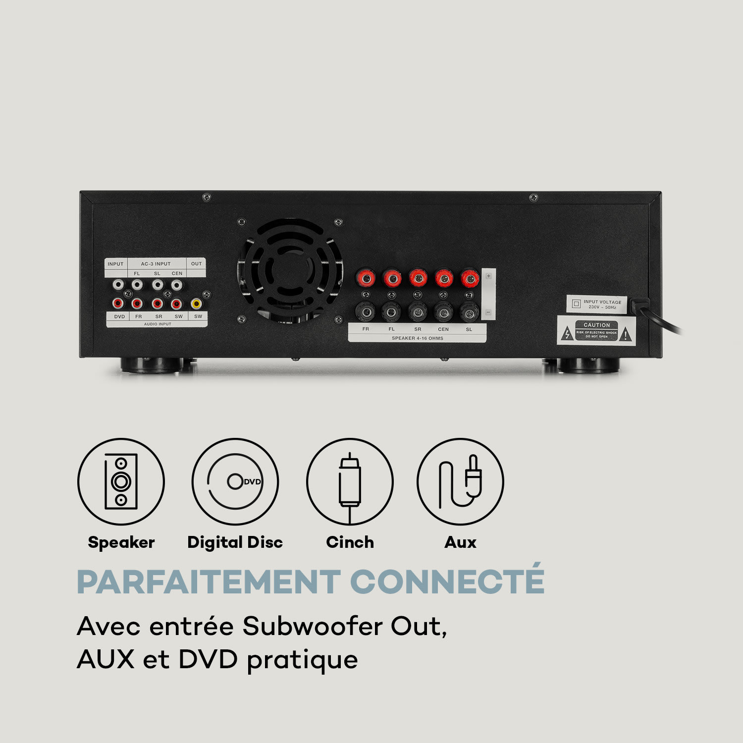 AMP 5100 BT Amplificateur stéréo 2 x 120 W + 3x50 W RMS BT