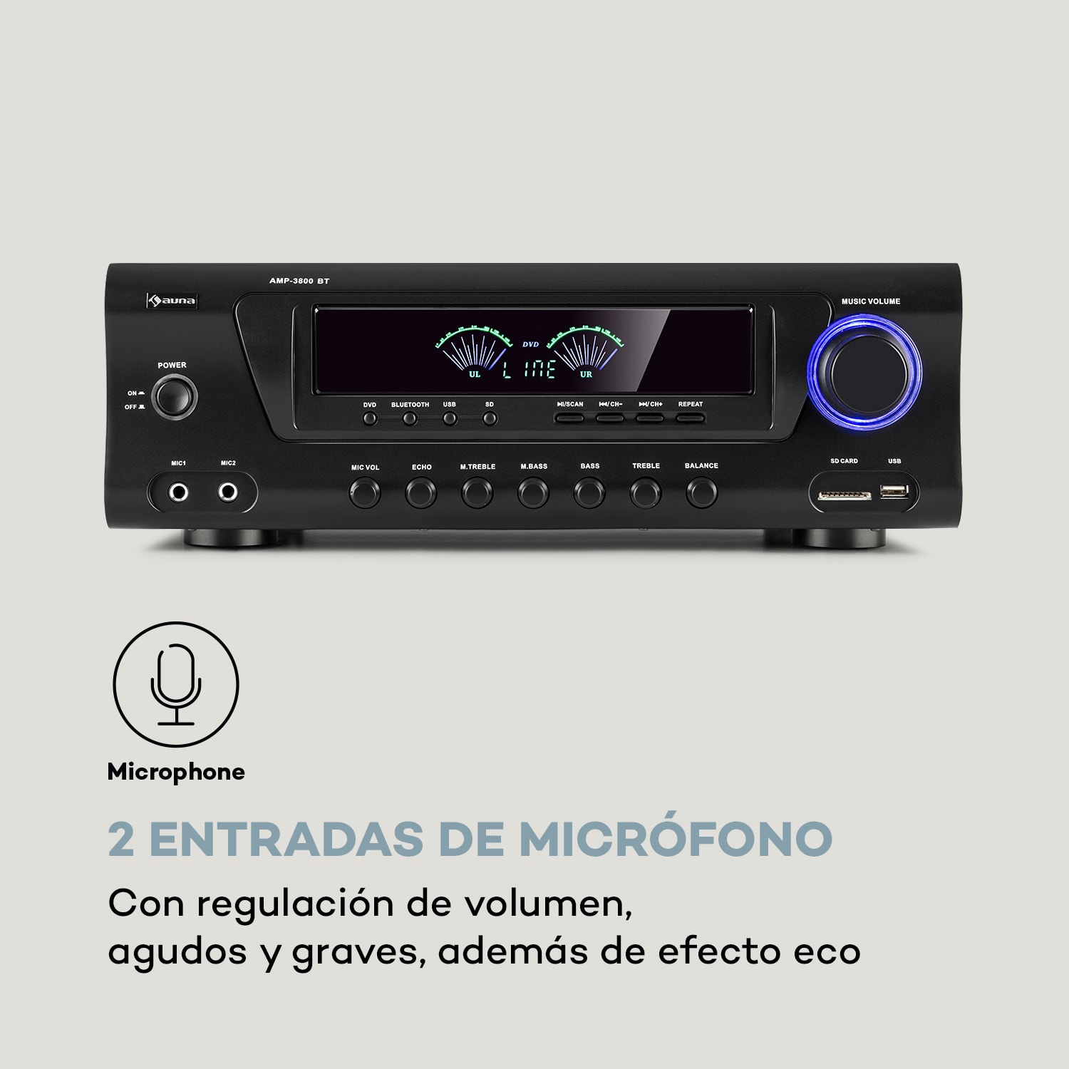 Amplificador HiFi 5.0 AMP 3800 BT 2x120 W + 3x50 W RMS BT 