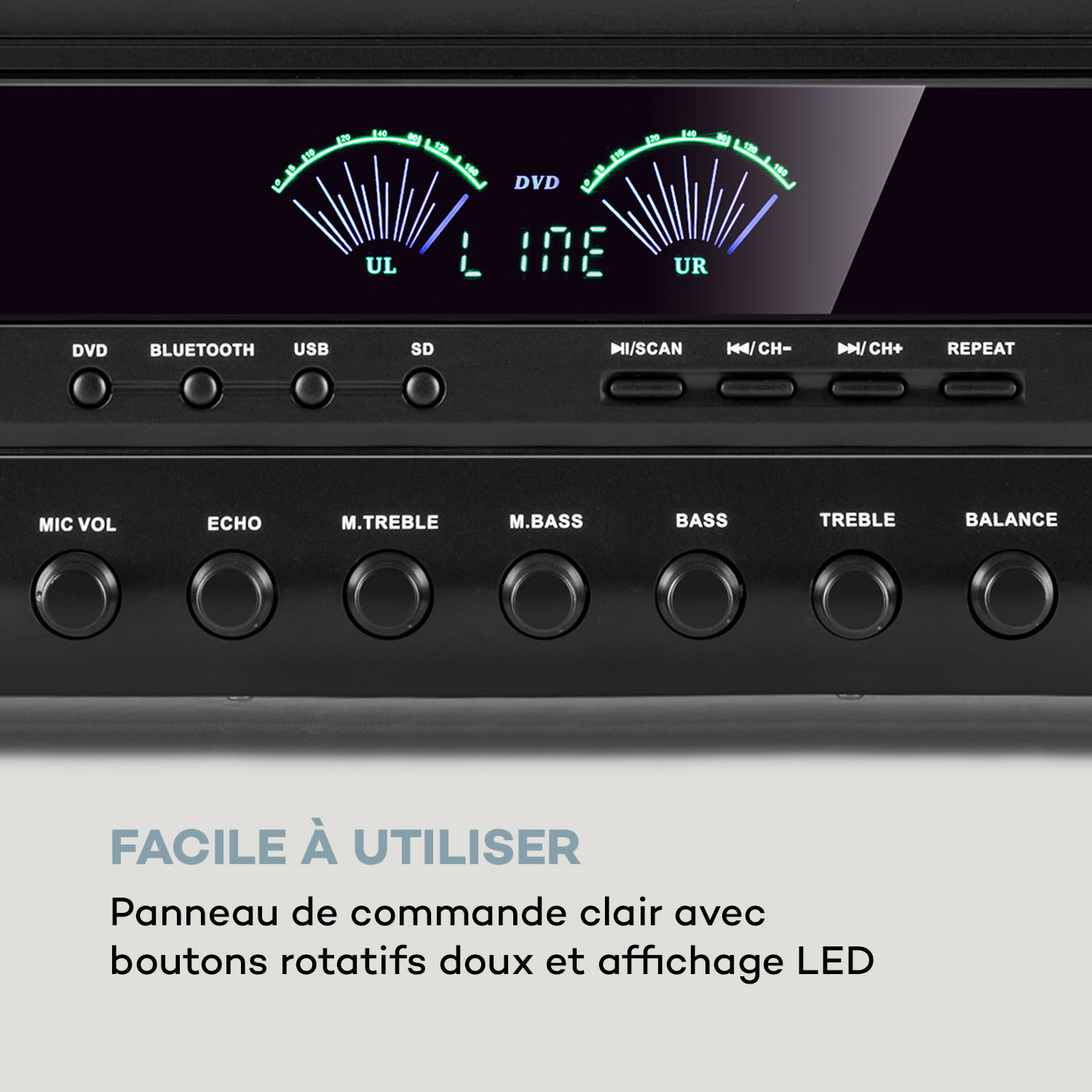 AMP 3800 BT 5.0 Amplificateur HiFi 2 x 120 W + 3x50 W RMS BT 