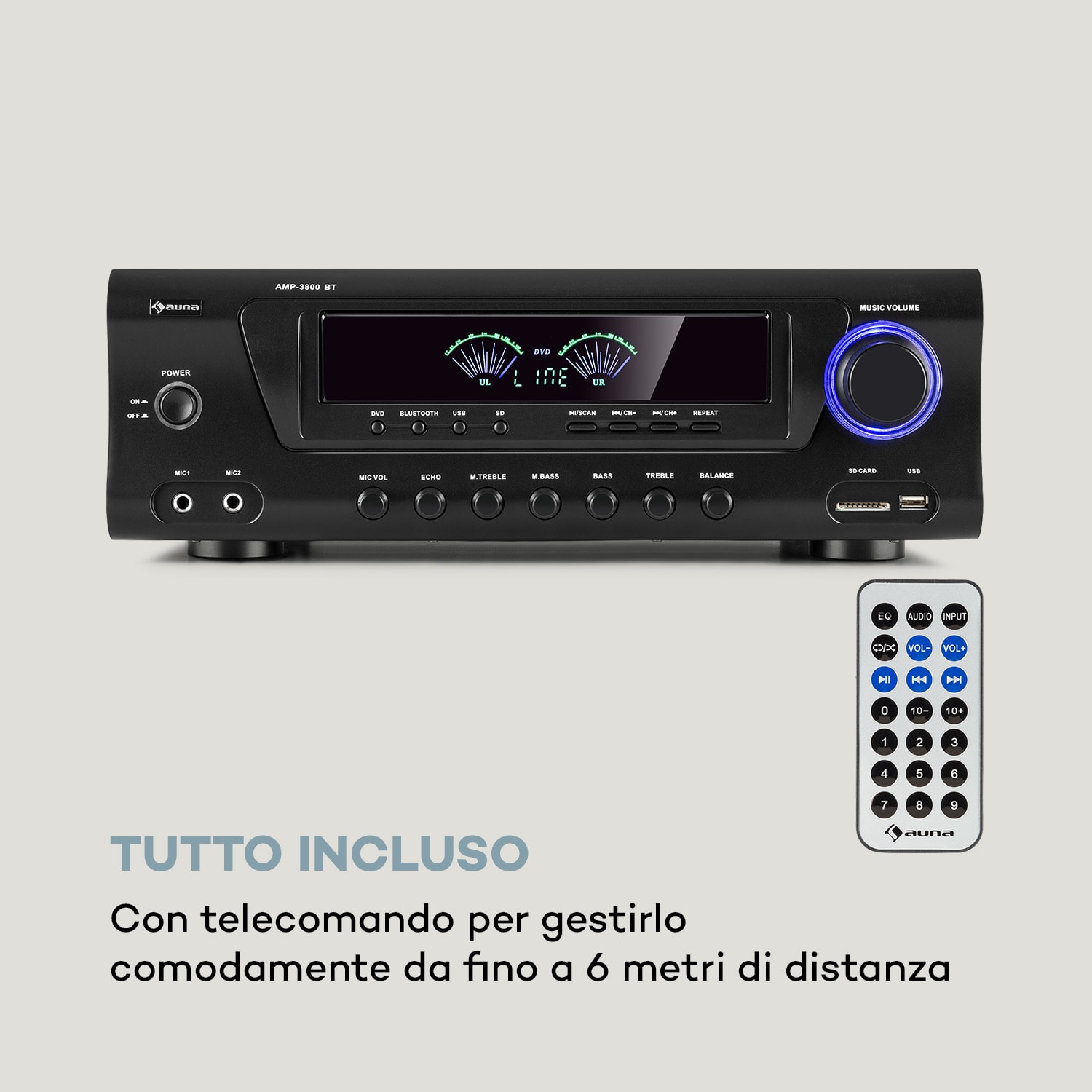 Amplificatore HiFi 5.0 AMP 3800 BT 2x120 W + 3x50 W RMS BT 