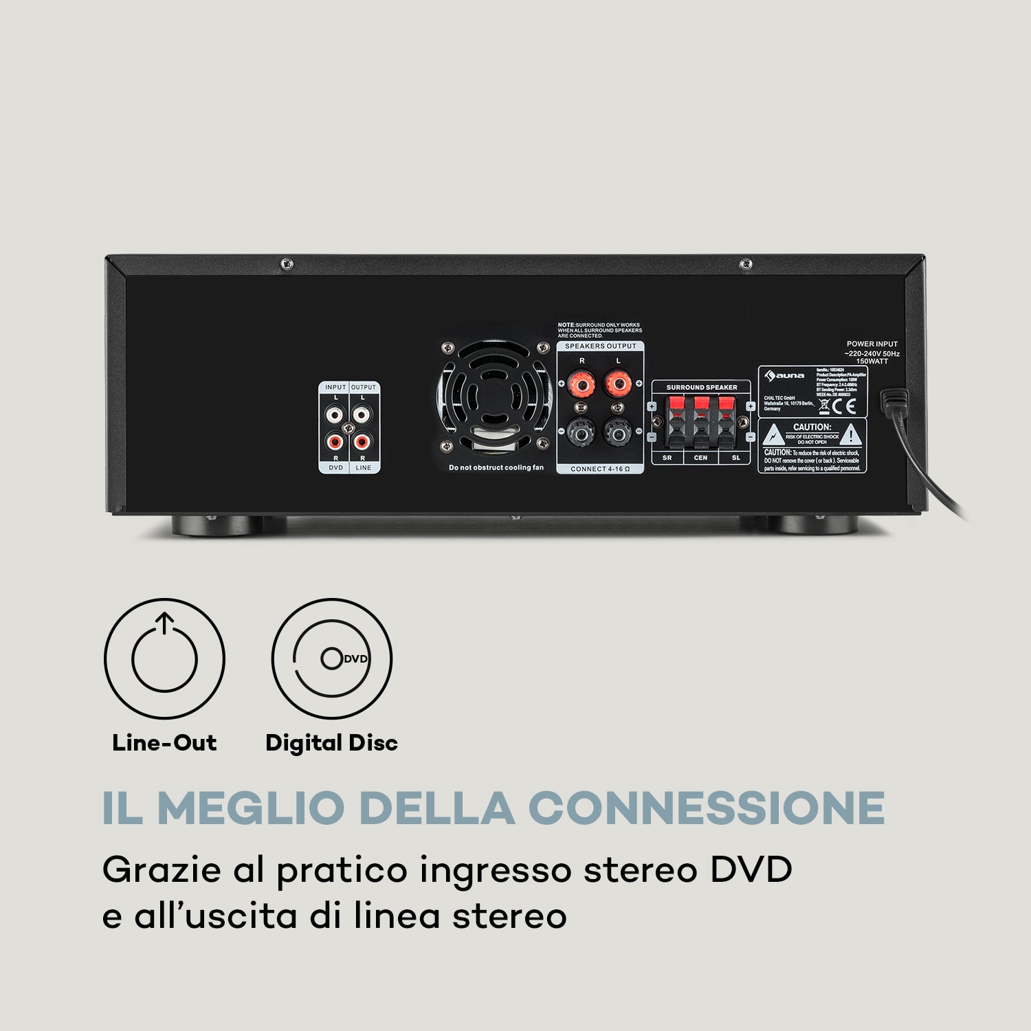 Amplificatore HiFi 5.0 AMP 3800 BT 2x120 W + 3x50 W RMS BT 