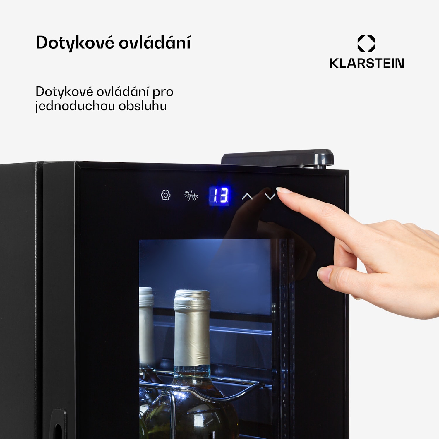 Shiraz 12 Slim, vinotéka, 32 l/12 lahví, dotykové ovládání, 85 W, 5-18 °C 12 lahví | 1 chladící zóna | Černá