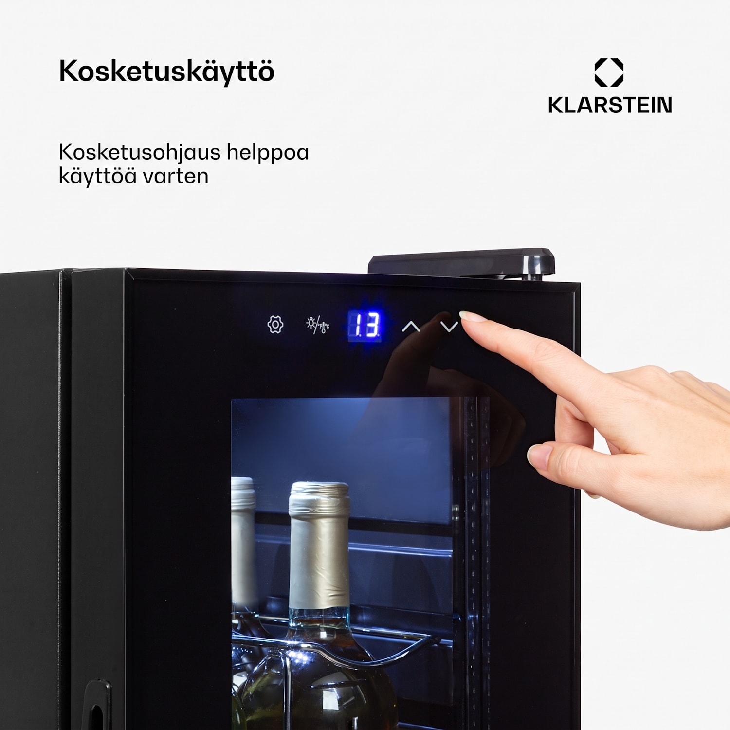 Shiraz 12 Slim Uno viinikaappi 32 l/12 pullolle kosketus 85 W 5-18 °C LED 12 pulloa | 1 jäähdytysalue | Musta