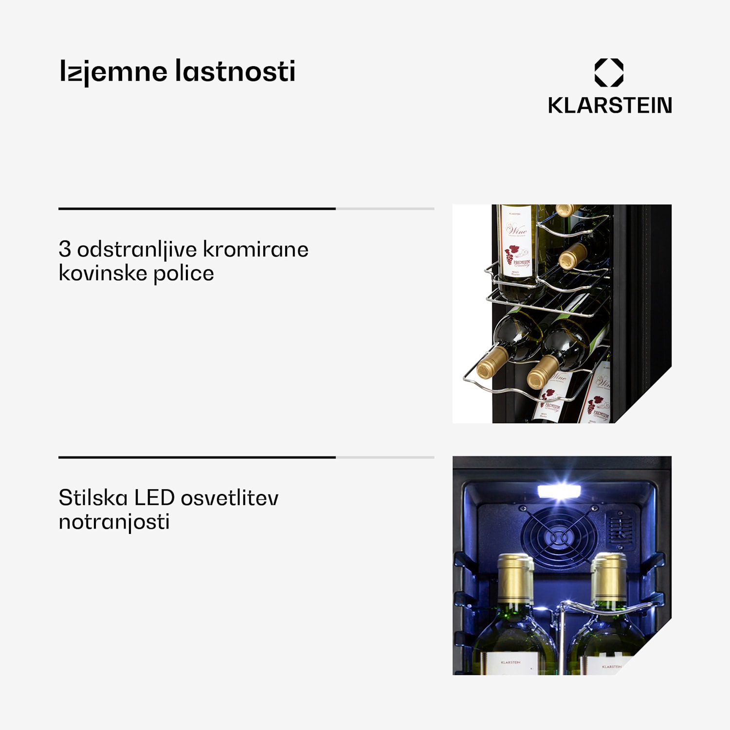 Shiraz 12 Slim, hladilnik za vino. 32 l/12 steklenic, nadzorna plošča na dotik, 85 W, 5 - 18 °C 12 steklenic | 1 | Črna