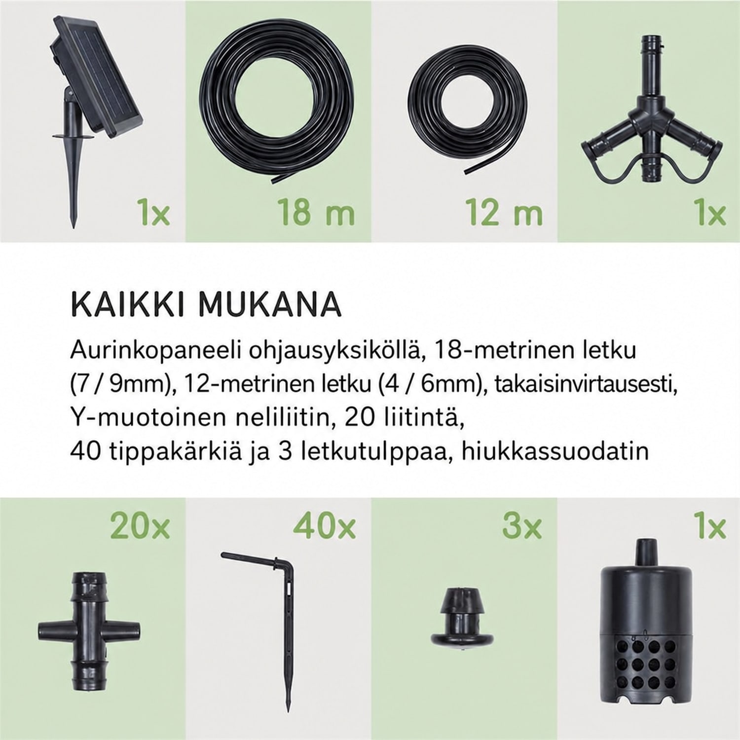 Greenkeeper Solar -kastelujärjestelmä aurinkokenno 1500 mAh 40 kasvia käyttö aurinkovoimalla