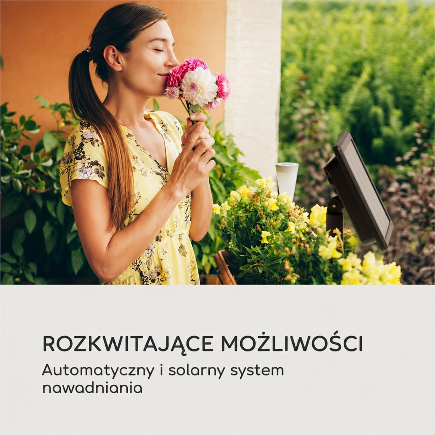 Greenkeeper Solar, system nawadniania, panel słoneczny, 1500 mAh, 40 roślin Zasilanie energią słoneczną