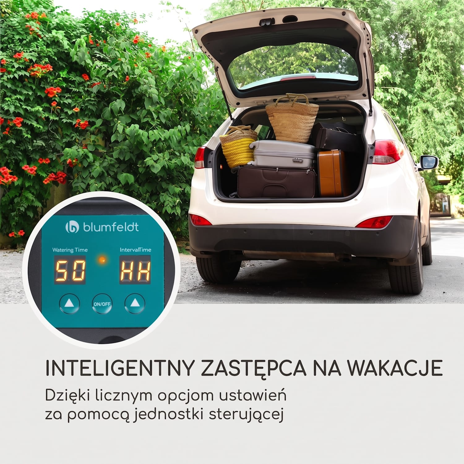 Greenkeeper Solar, system nawadniania, panel słoneczny, 1500 mAh, 40 roślin Zasilanie energią słoneczną