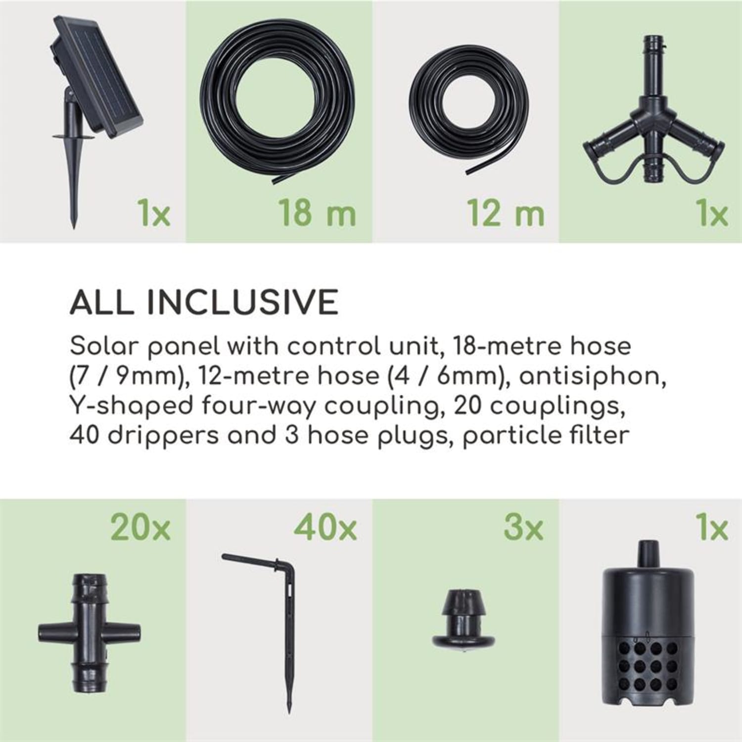Greenkeeper Solar Irrigation System Solar Panel 1.500 mAh 40 Plants Solar powered