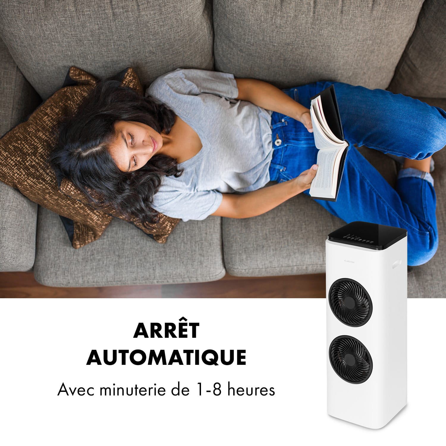 Windsurfer 3-en-1 rafraîchisseur d'air 534 m³/h minuterie de 8h télécommande blanc 