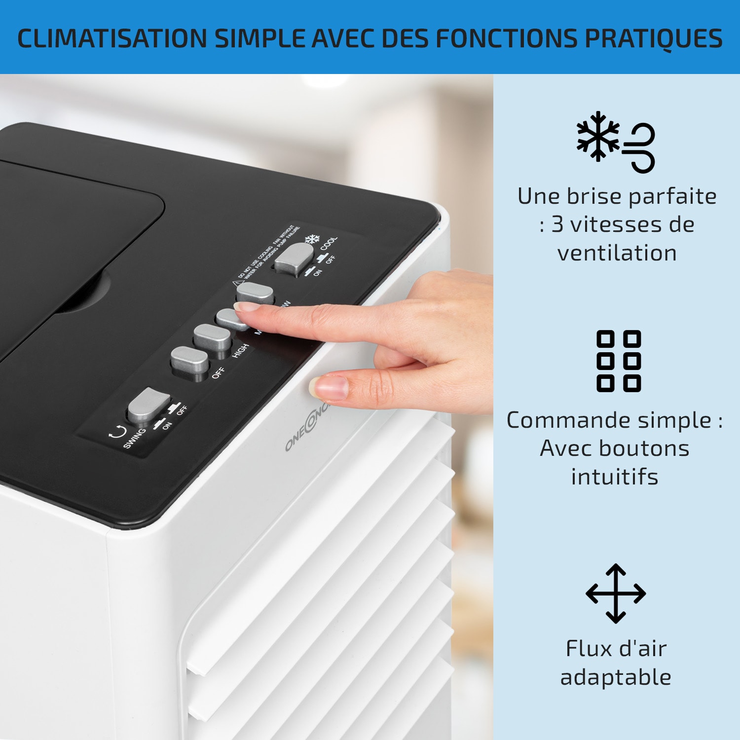 Freshboxx 3-en-1 rafraîchisseur d'air 65 W 360 m³/h 3 vitesses blanc 
