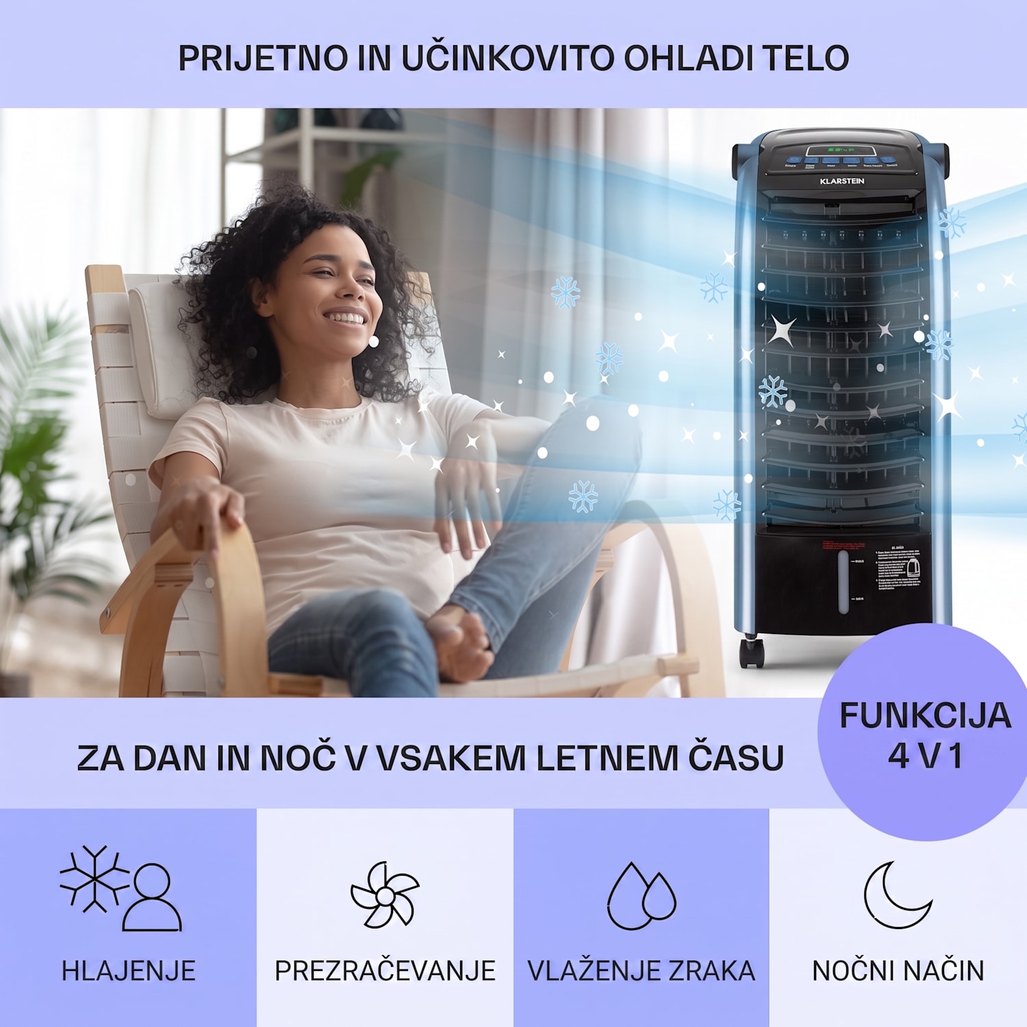 Maxfresh, Hladilec zraka, ventilator, 3 v 1, 6 l, 65 W, daljinski upravljalnik, 2 x hladilni komplet 