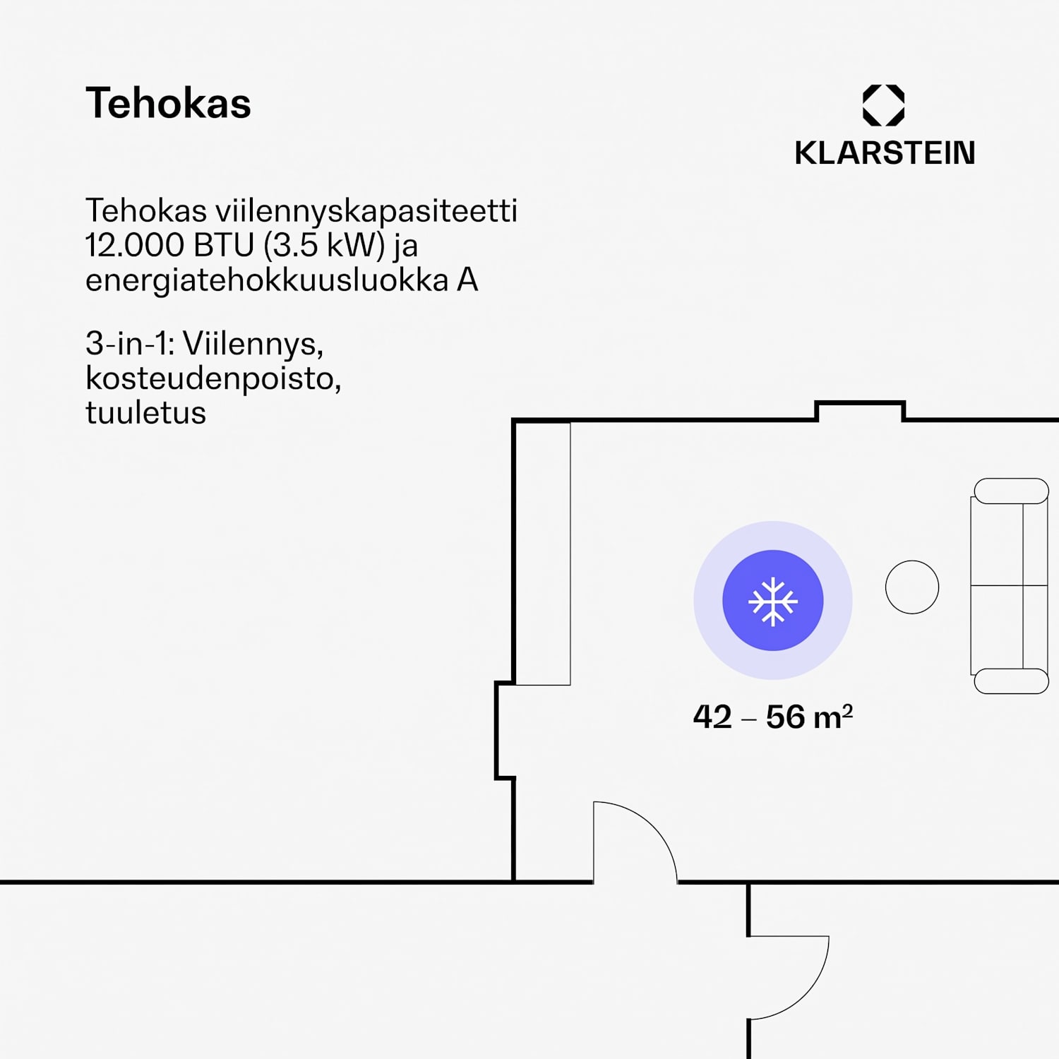 Iceblock Prosmart 12 siirrettävä ilmastointilaite 12 000 BTU/3,5 kW valkoinen 12.000 BTU | Kyllä