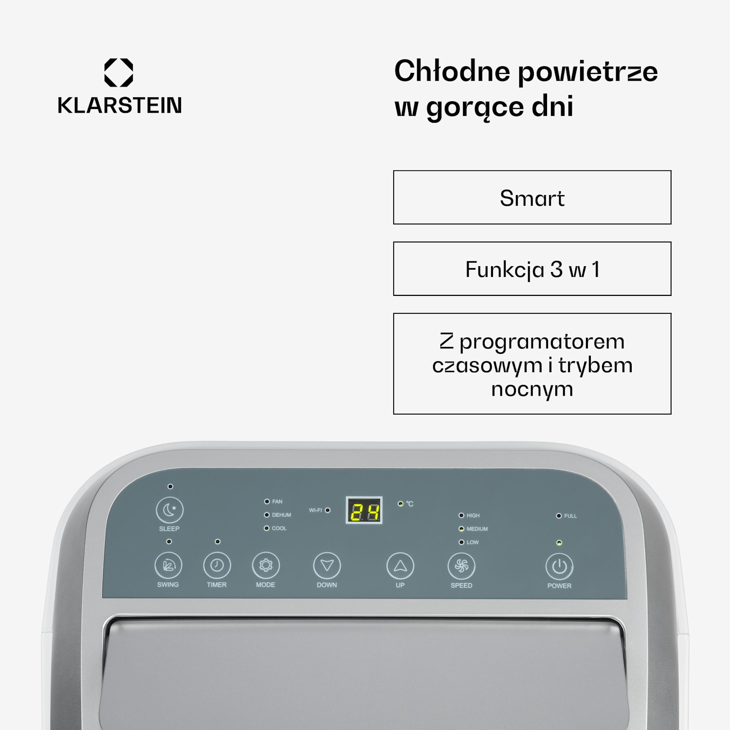 Iceblock Prosmart 12, klimatyzator przenośny, 3 w 1, 12 000 BTU, sterowanie przez aplikację, biały 12.000 BTU | Tak