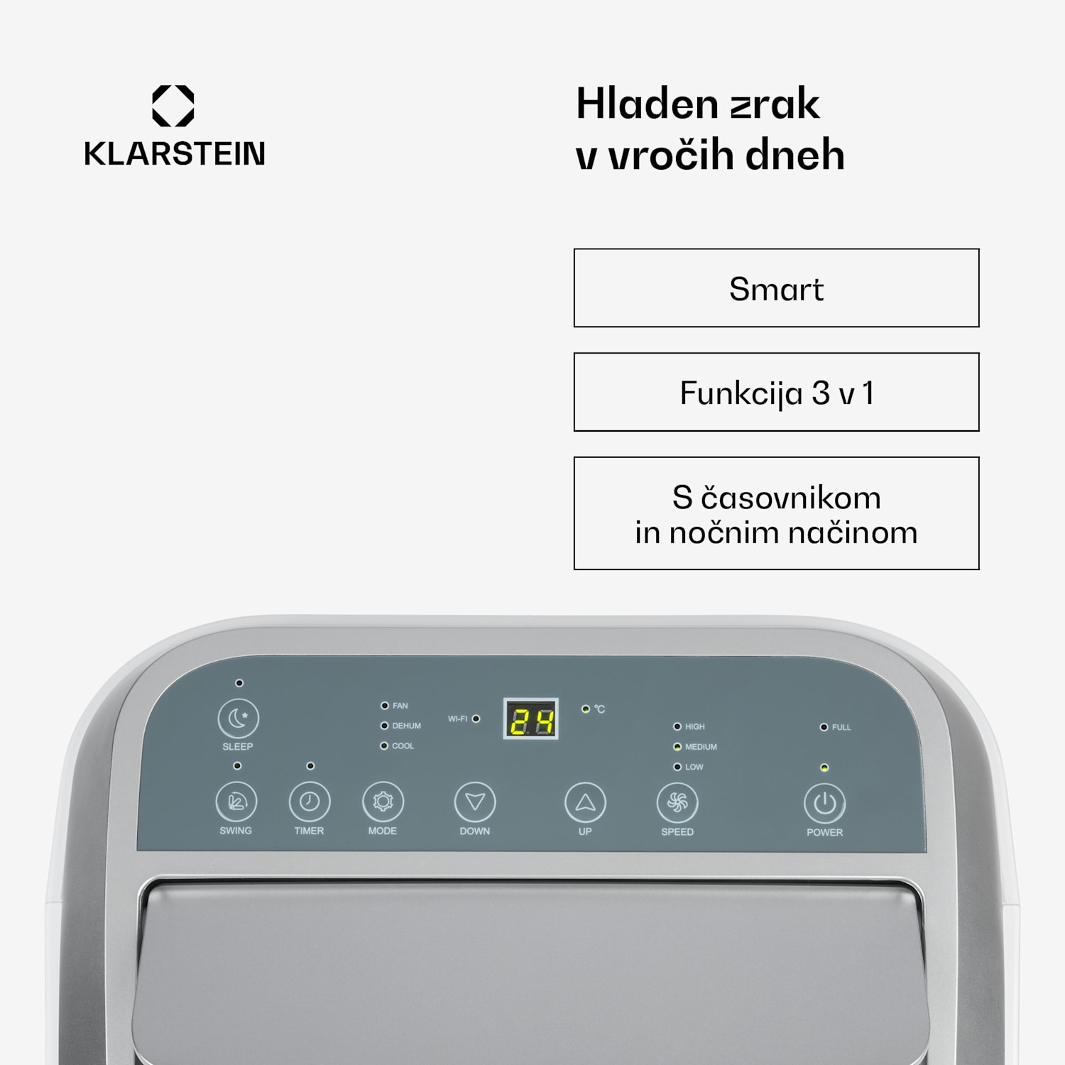 Iceblock Prosmart 12, mobilna klimatska naprava, 3 v 1, 12.000 BTU, nadzor z aplikacijo, bela 