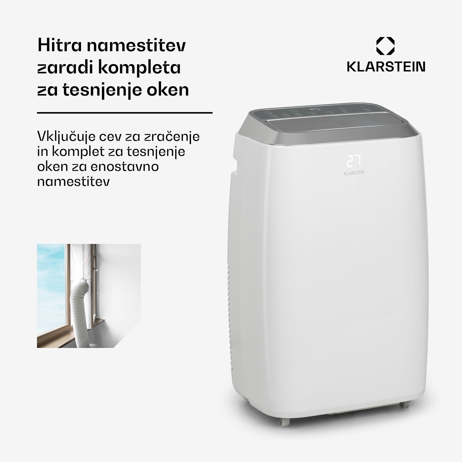 Iceblock Prosmart 12, mobilna klimatska naprava, 3 v 1, 12.000 BTU, nadzor z aplikacijo, bela 