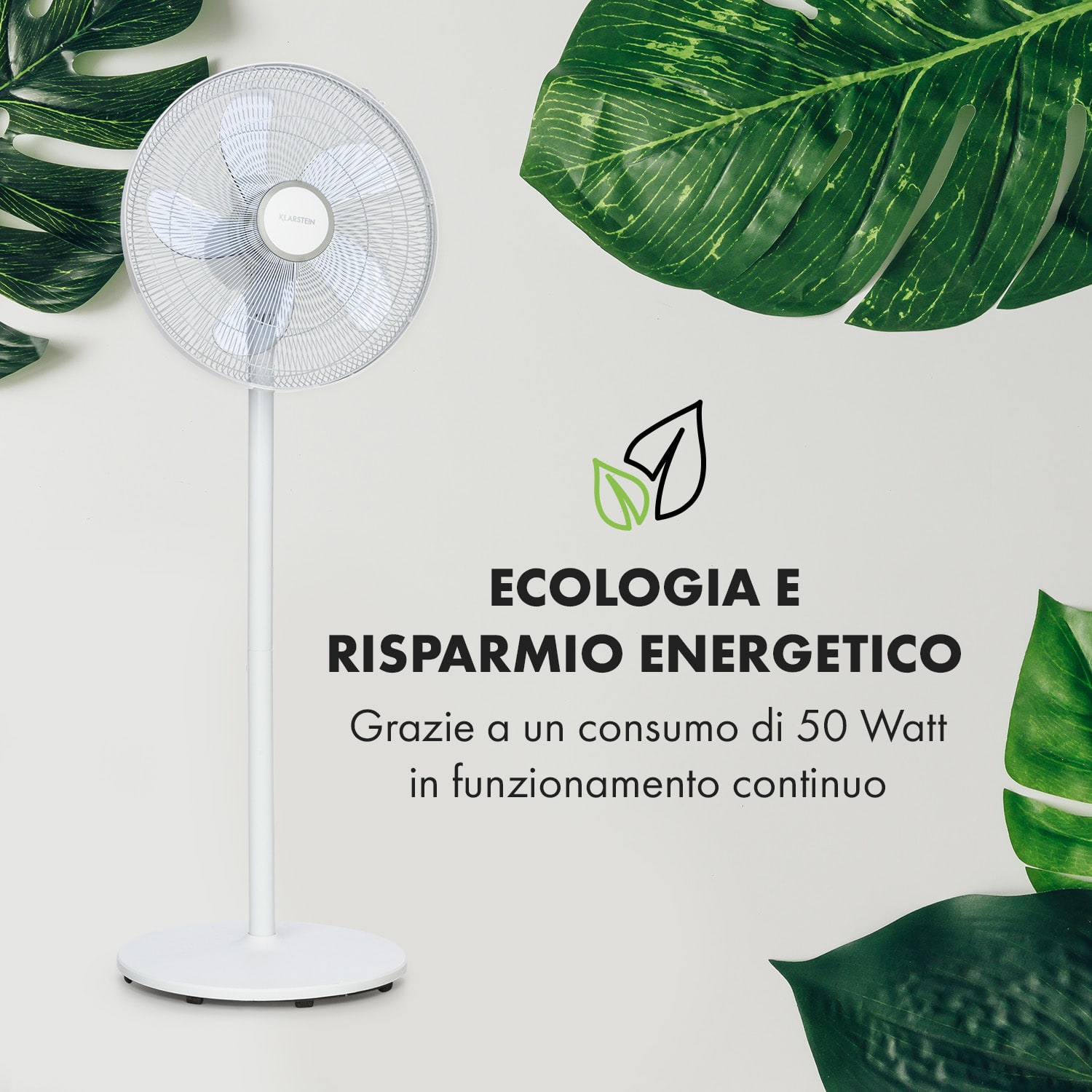 Windflower Ventilatore a Piantana 5 pale (15"/38,5cm) 50W bianco Bianco