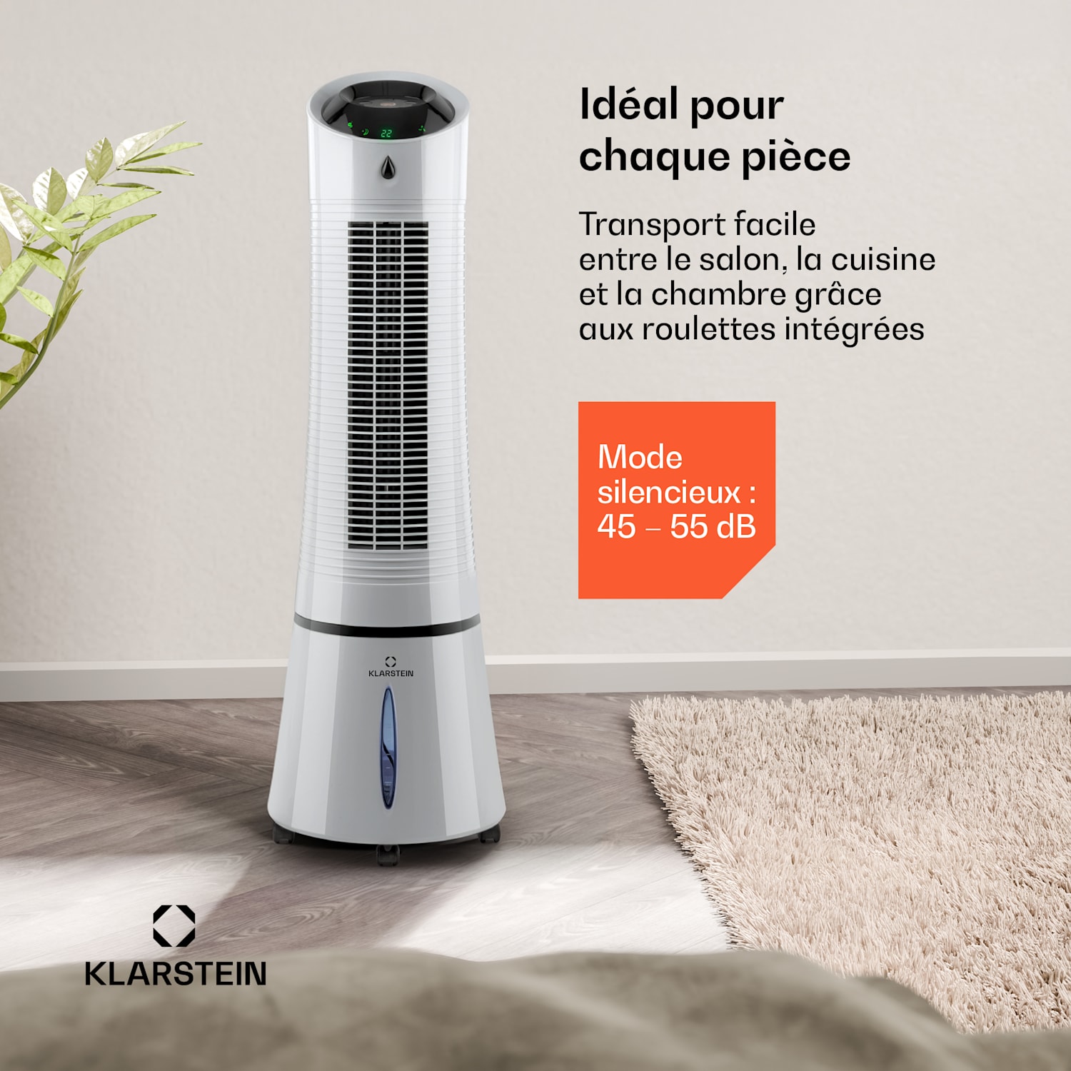 Skyscraper Ice 4-in-1 Rafraîchisseur d'air et  Ventilateur 180 m³/h 30 W Oscillation mobile Télécommande 180 m³/h | Non | Gris