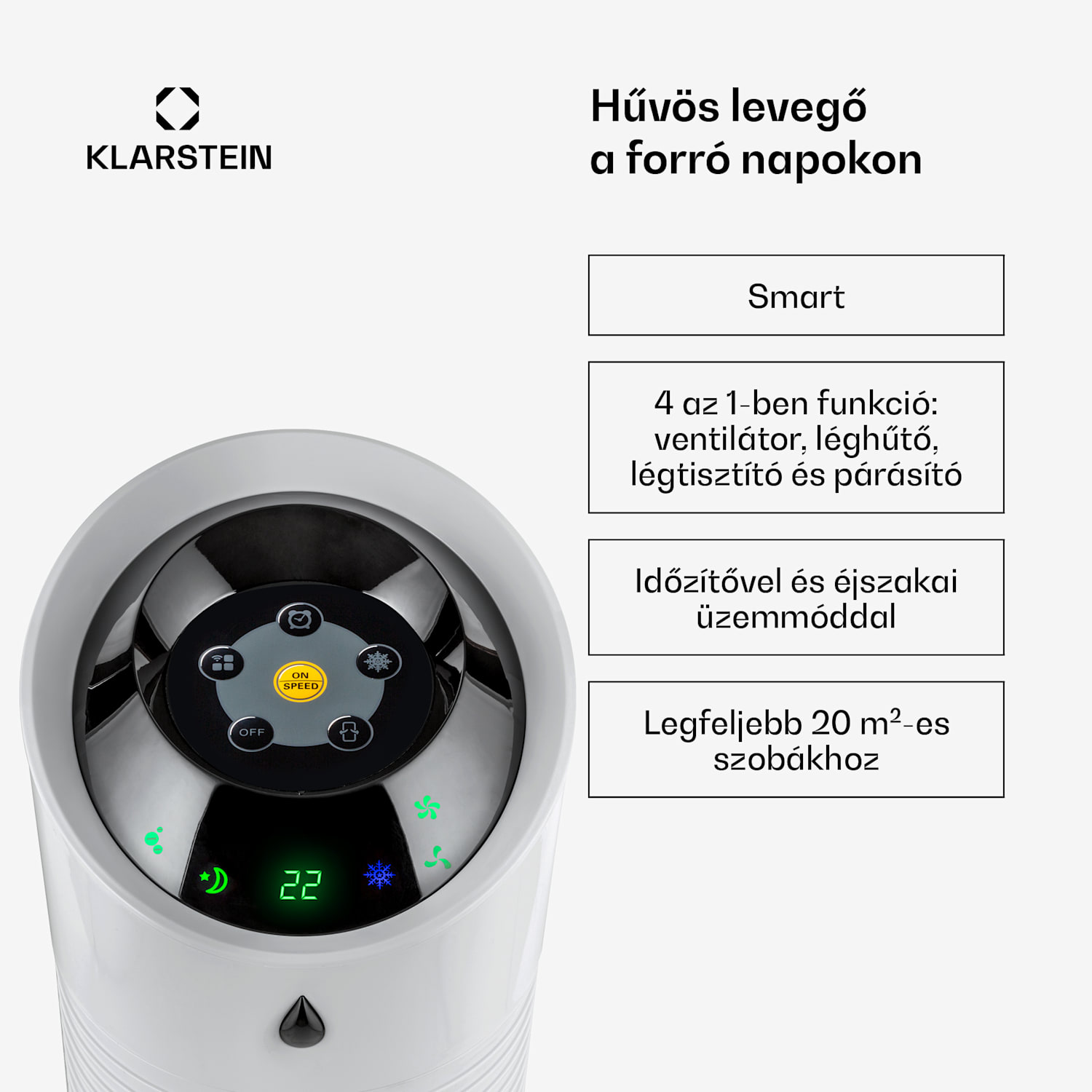 Skyscraper Ice 4 az 1-ben, léghűtő, ventilátor, 180 m³/h, 45 W, oszcilláció, mobil távirányítóval 180 m³/h | Nem | Szürke