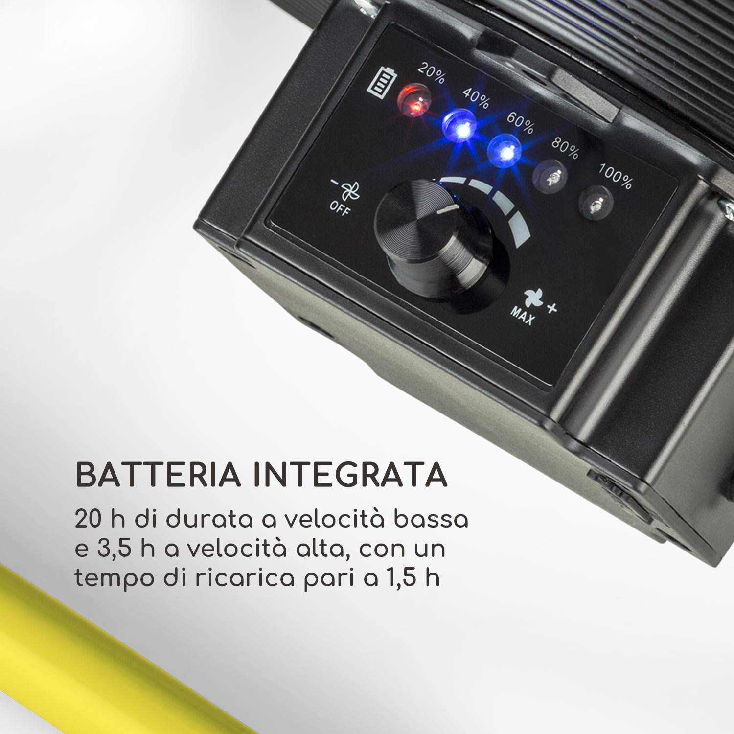 Wintergarden Ventilatore da Pavimento  16" Batteria 43W USB 45 dB giallo Giallo