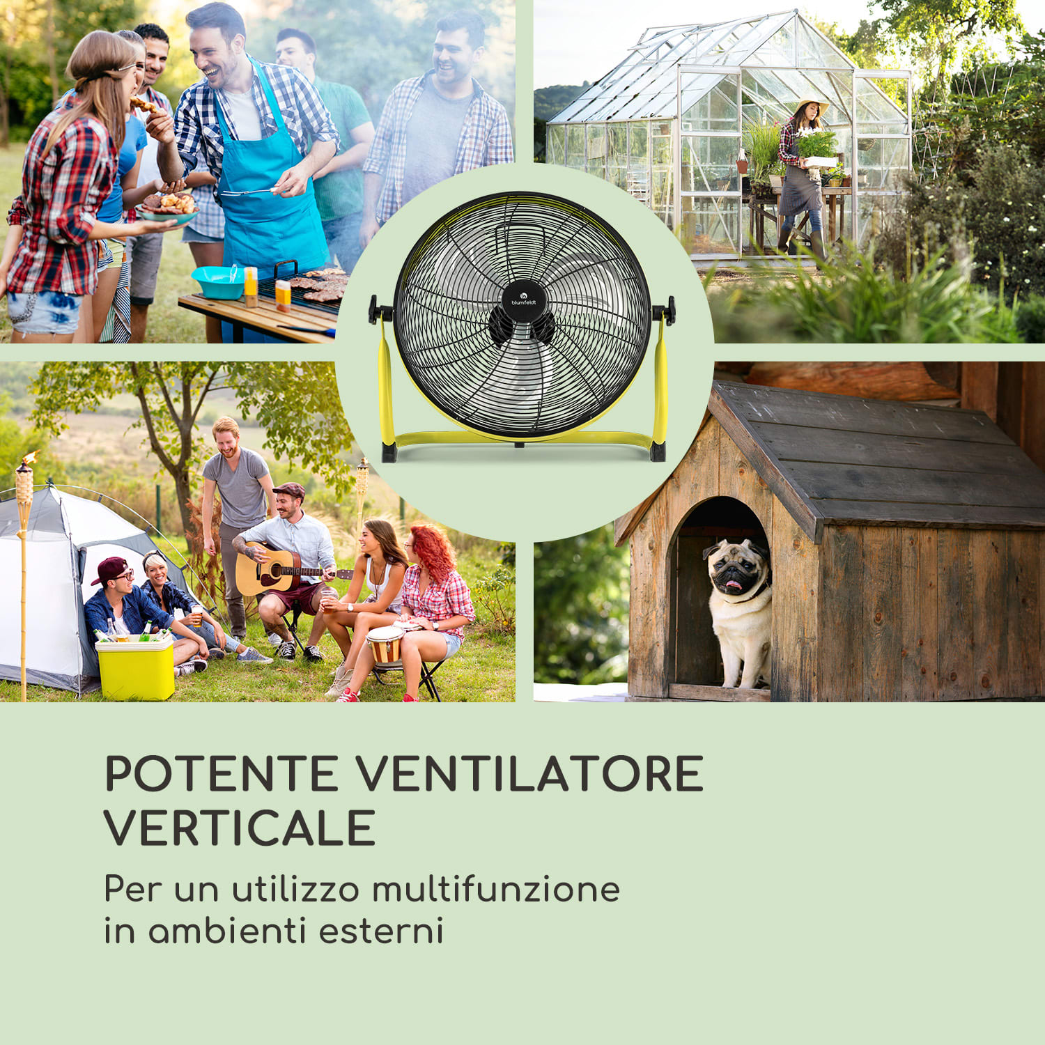 Wintergarden Ventilatore da Pavimento  16" Batteria 43W USB 45 dB giallo Giallo