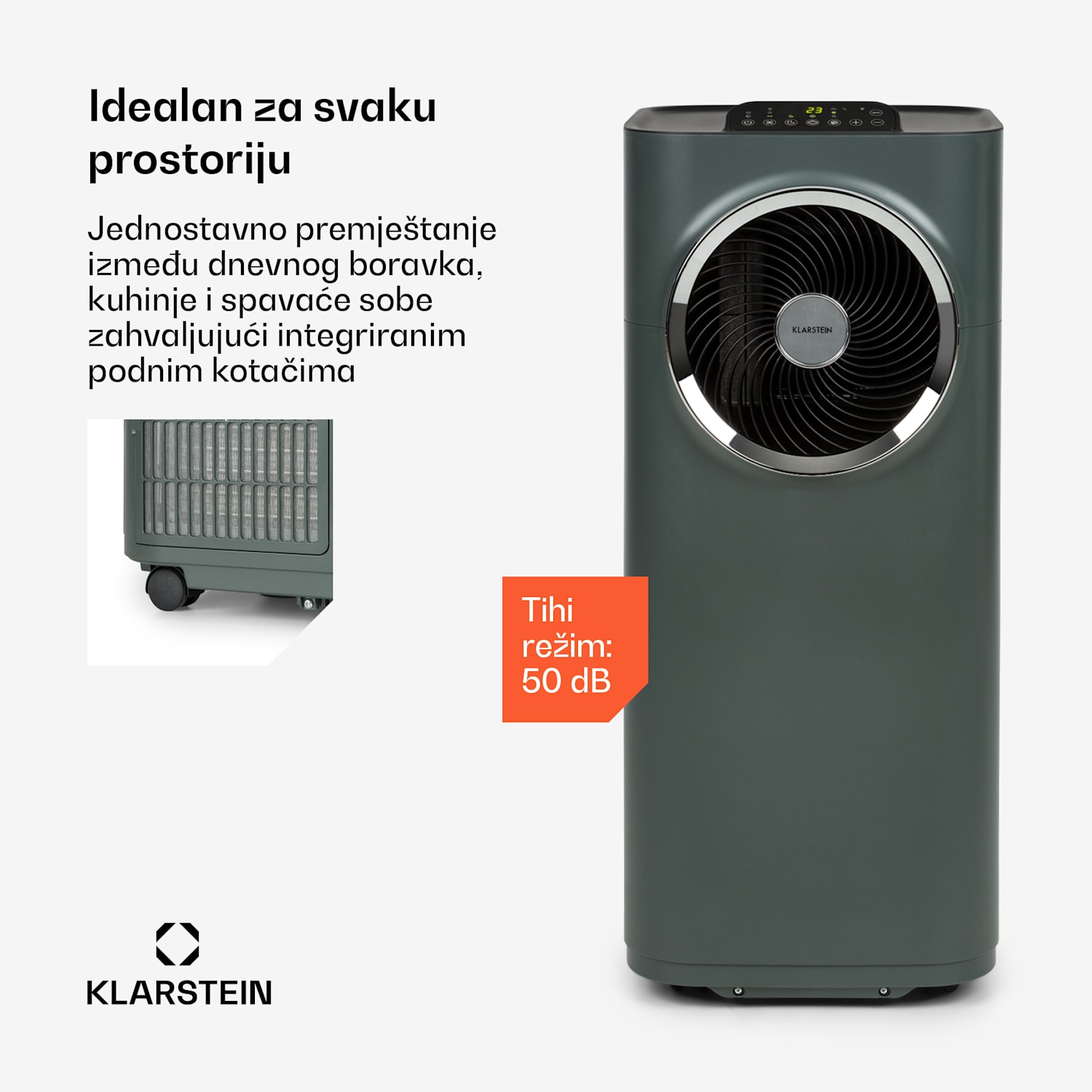 Kraftwerk Smart 12K, prijenosna klima, 12 000 BTU, upravljanje putem aplikacije, antracit 12.000 BTU | Antracit