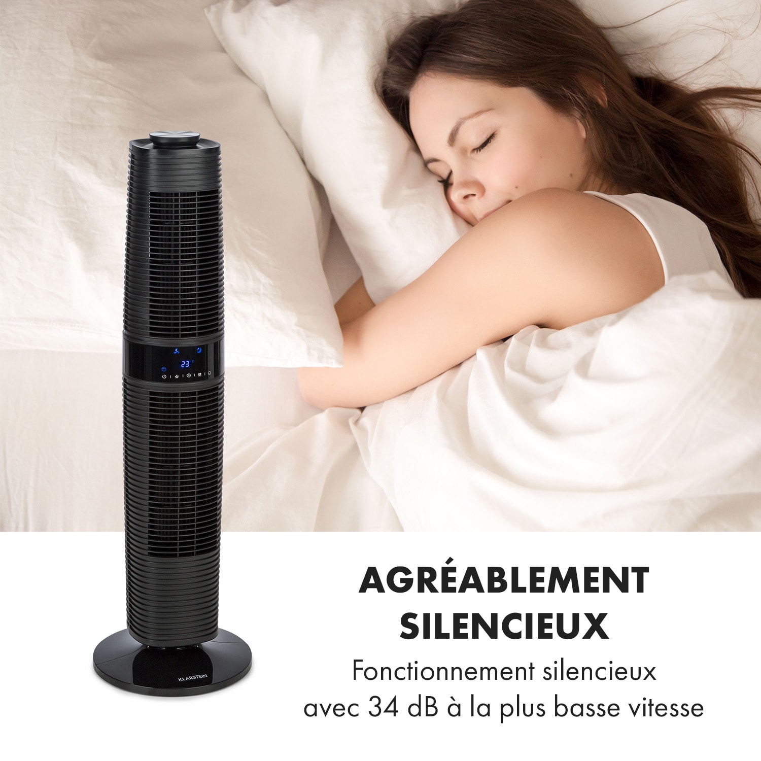 Twister Ventilateur tour 45 W oscillation 360°3 modes noir 