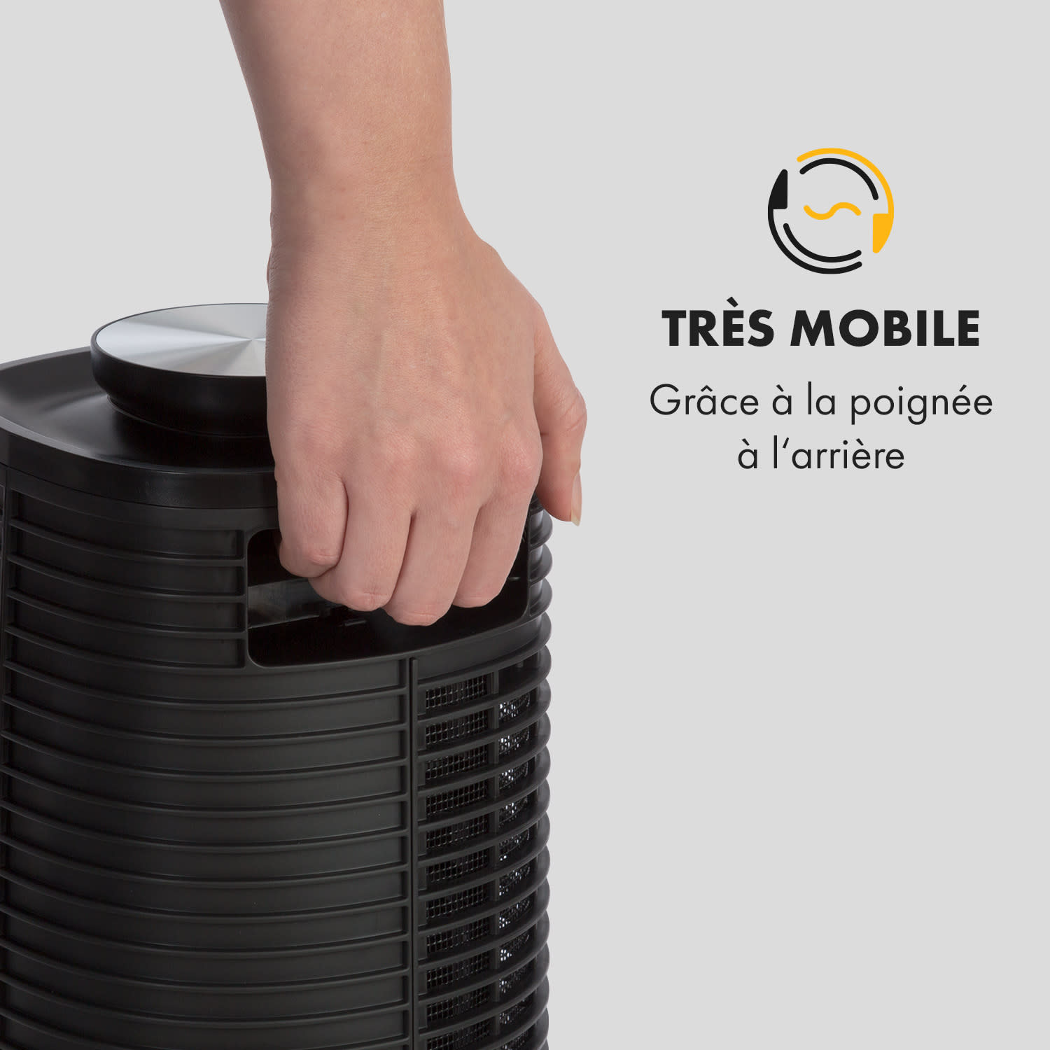 Twister Ventilateur tour 45 W oscillation 360°3 modes noir 
