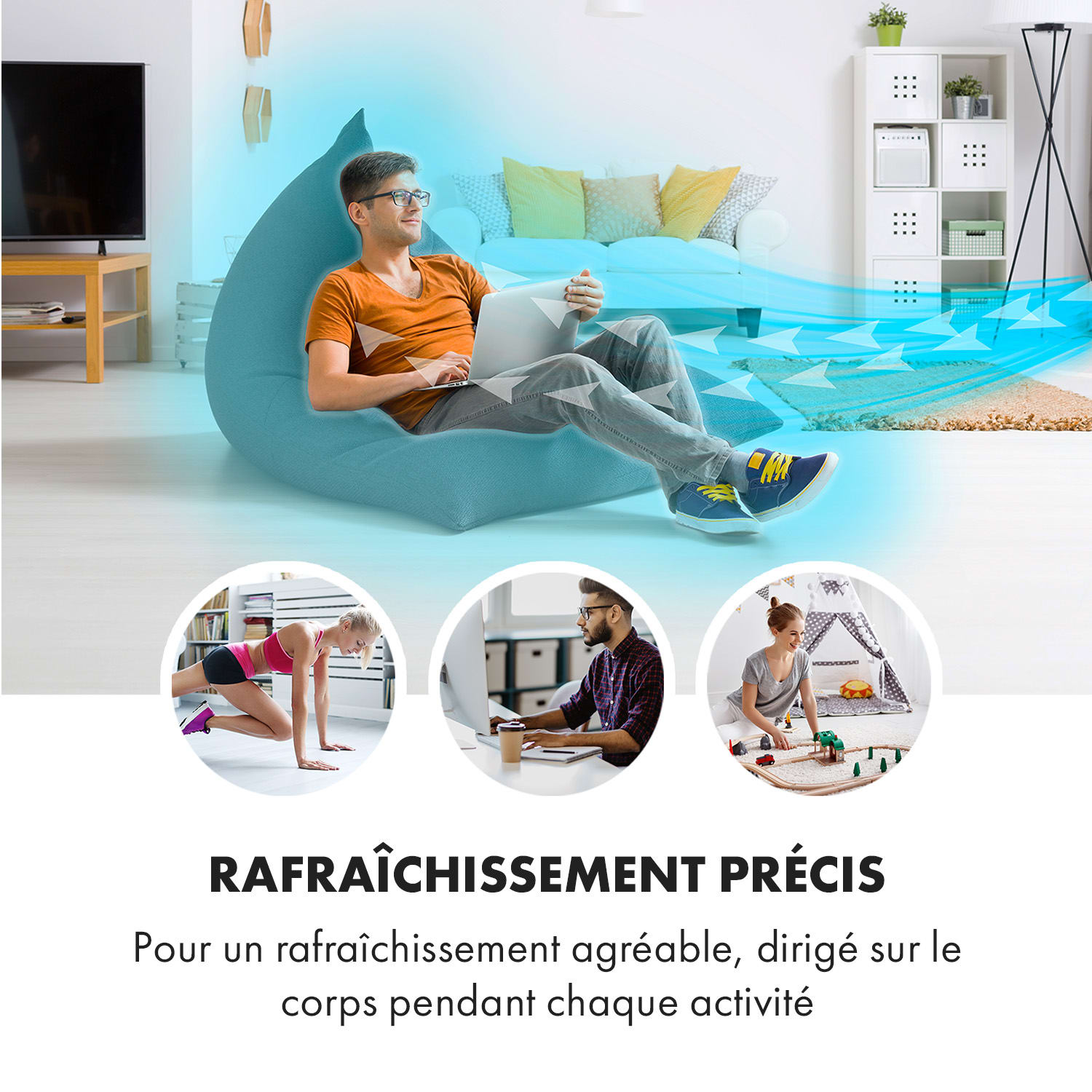 Coldplayer rafraîchisseur d'air 4-en-1 68 W 384 m³/h 4 vitesses blanc Blanc